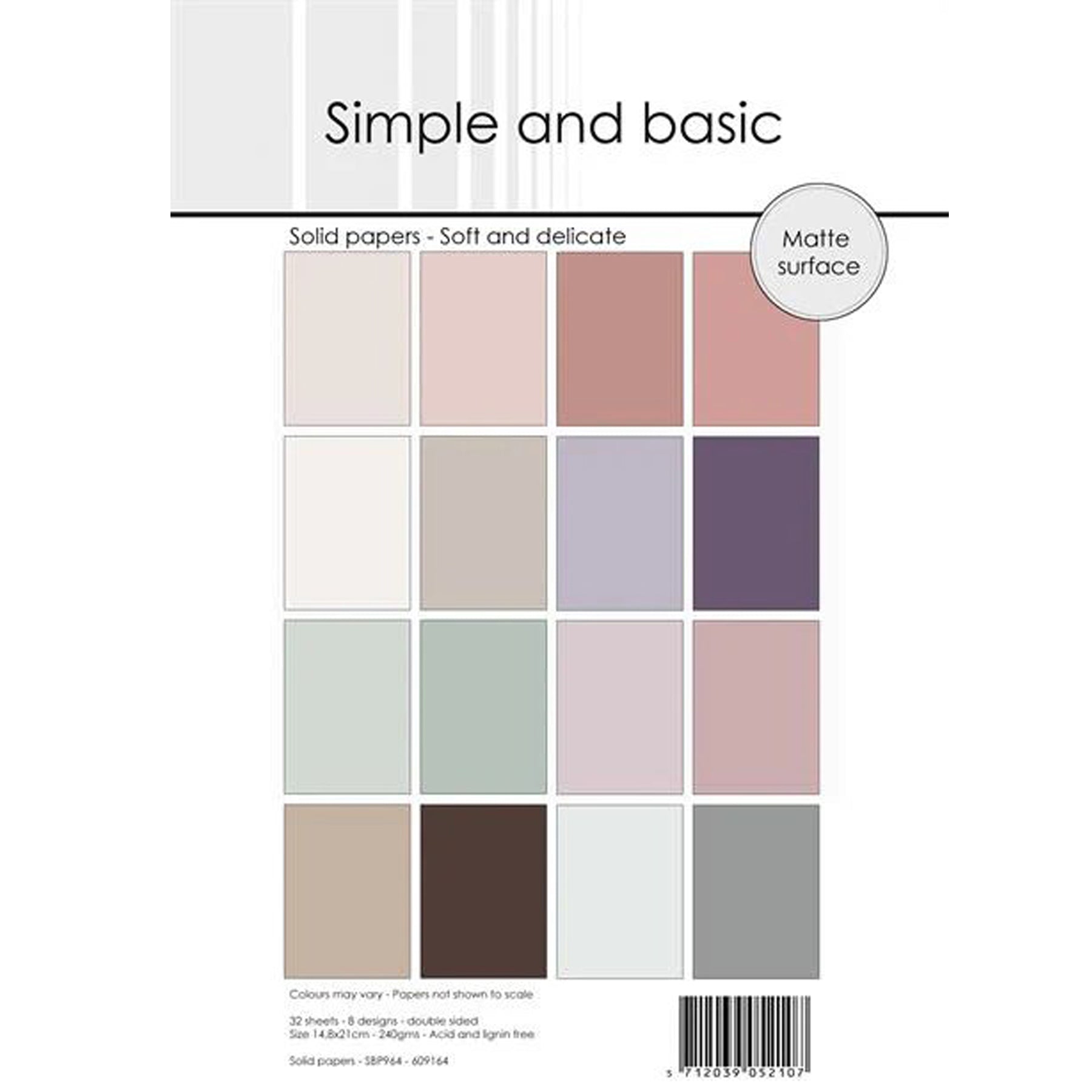 Crealive Papier Block 240 g/m2 - A5 - Soft and delicate
Inhalt:
• Block mit insgesamt 32 Bogen
Spezifikationen:
• Grösse A5 (14.8 x 21 cm)
• 240 g/m2
• beidseitig bedruckt
• 16 Farben
• 8 Designs
• lignin- und säurefrei
Dieses Papier ist geeignet für:
• Karten
• Karten-Verzierungen
• Plotten
• Stanzen
• Prägen
• Mixed Media
• Scrapbooking
Aus diesem A5 Papier lassen sich farbenfrohe Karten erstellen, Verzierungen für Karten, Kuverts und vieles mehr.