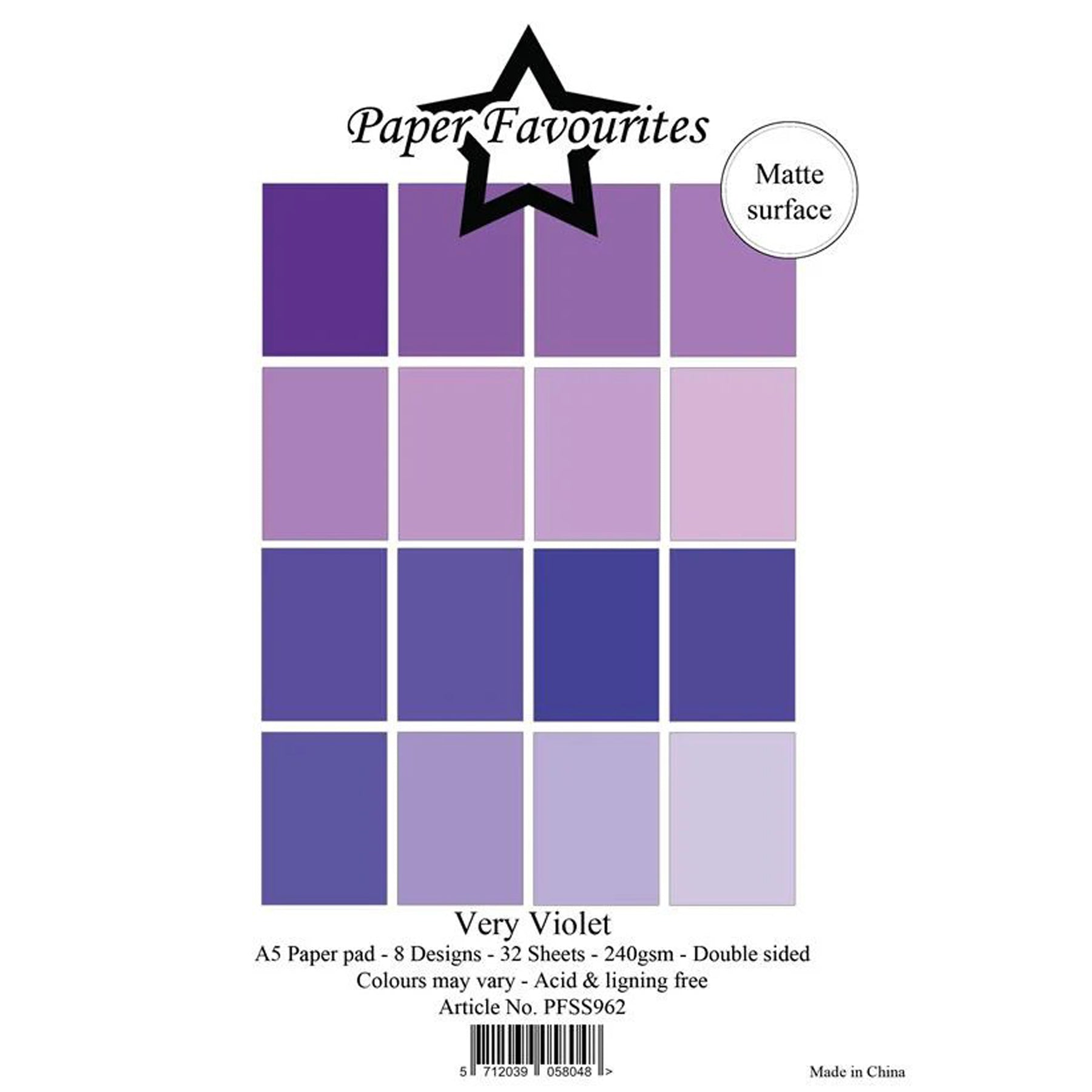 Crealive Papier Block 240 g/m2 - A5 - Very Violet
Inhalt:
• Block mit insgesamt 32 Bogen
Spezifikationen:
• Grösse A5 (14.8 x 21 cm)
• 240 g/m2
• beidseitig bedruckt
• 16 Farben (2 Bogen pro Farbe)
• lignin- und säurefrei
Dieses Papier ist geeignet für:
• Karten
• Karten-Verzierungen
• kleine Geschenkboxen & Verpackungen
• Plotten
• Stanzen
• Prägen
• Scrapbooking
• Journaling
• Mixed Media
Aus diesem A5 Papier kannst Du Mini-Karten, Grusskarten, kleine Umschläge oder Boxen gestalten oder sie für Tag