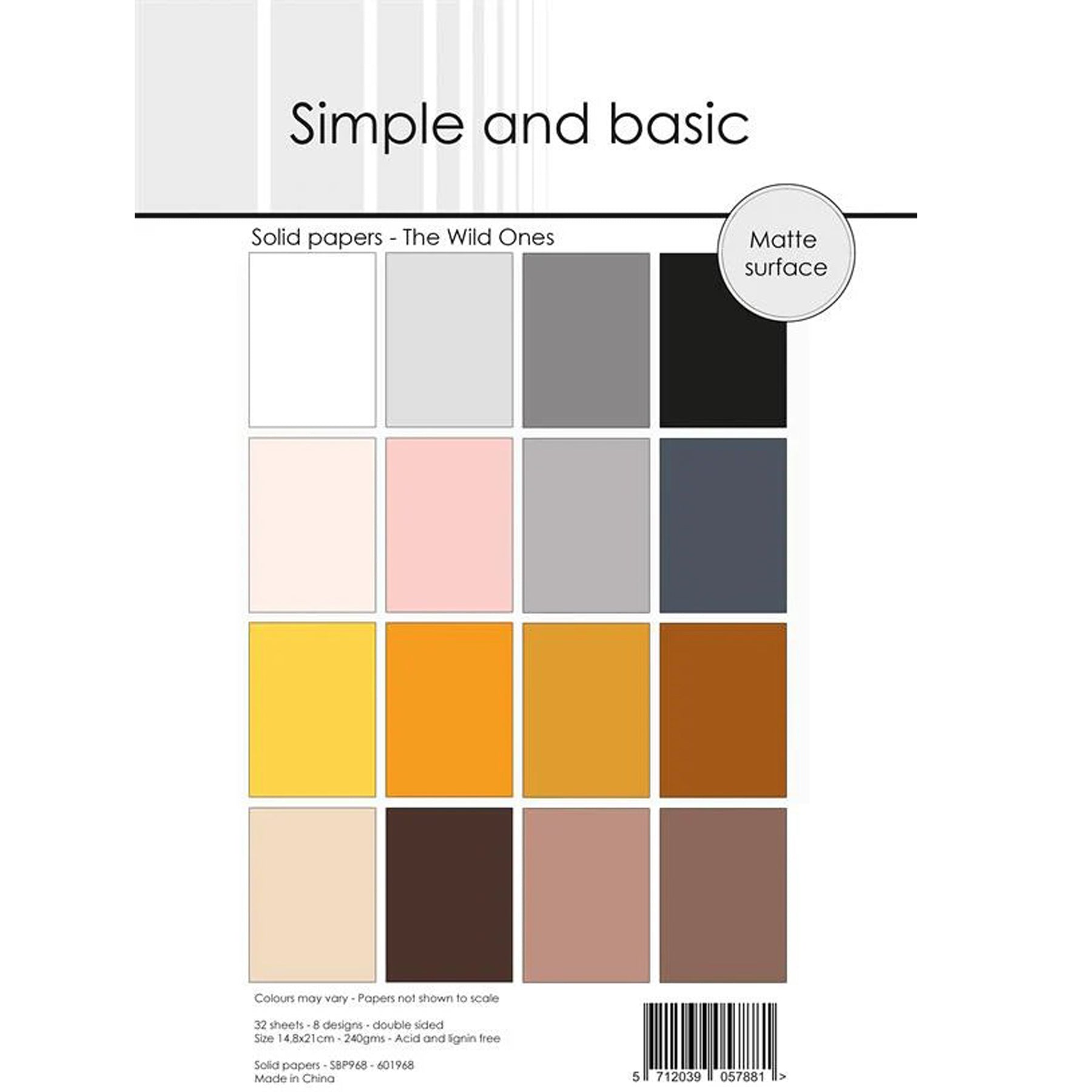 Crealive Papier Block 240 g/m2 - A5 - The Wild Ones
Inhalt:
• Block mit insgesamt 32 Bogen
Spezifikationen:
• Grösse A5 (14.8 x 21 cm)
• 240 g/m2
• beidseitig bedruckt
• 16 Farben (2 Bogen pro Farbe)
• lignin- und säurefrei
Dieses Papier ist geeignet für:
• Karten
• Karten-Verzierungen
• kleine Geschenkboxen & Verpackungen
• Plotten
• Stanzen
• Prägen
• Scrapbooking
• Journaling
• Mixed Media
Aus diesem A5 Papier kannst Du Mini-Karten, Grusskarten, kleine Umschläge oder Boxen gestalten oder sie für T