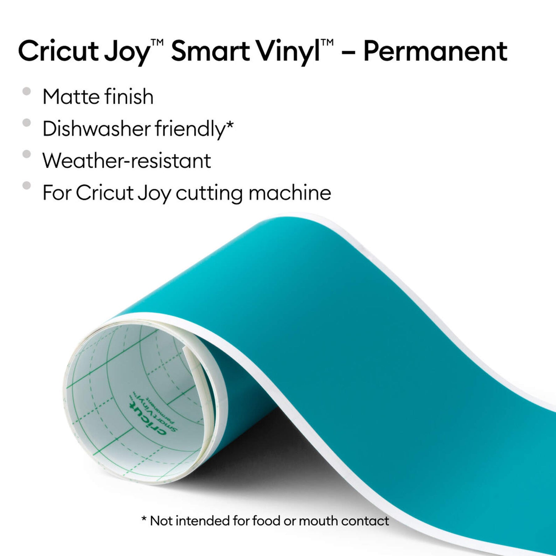 Crealive Cricut Joy Smart Vinylfolie Permanent - Aqua matt Die Smart Vinylfolie von Cricut funktioniert ohne Schneidematte. Du kannst sie also einfach in die Joy einlegen & loslegen. Sie lässt sich leicht Entgittern und mühelos übertragen. Inhalt: 1 Rolle Cricut Joy Smart Vinylfolie 13.9 x 121.9 cm (5.5" x 48") Spezifikationen: Cricut Joy Smart Vinylfolie Farbe: Aqua selbstklebend permanent; hält bis zu 3 Jahren Grösse: 13.9 x 121.9 cm (5.5" x 48") wasser- und lichtbeständig