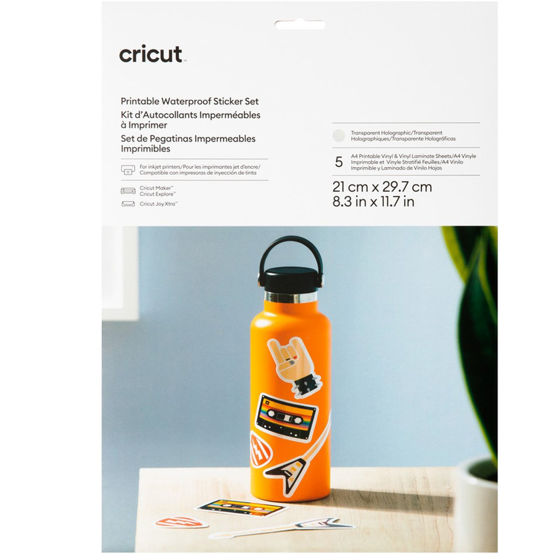 Crealive Cricut Stickerpapier bedruckbar, wasserfest - A4 / Printable Waterproof Sticker Set A4
Inhalt:
• 6 Blätter bei Weiss & Transparent
• 5 Blätter bei Weiss holografisch & Transparent holografisch
Spezifikationen:
• Stickerpapier zum Bedrucken
• wasserfest* und UV-beständig bis zu 2 Jahren
• Drucker: Inkjet / Tinenstrahldrucker
• Papierformat 21.5 cm x 27.9 cm
• Selbstklebend
• Farben: Transparent, Transparent Holografisch, Weiss oder Weiss Holografisch