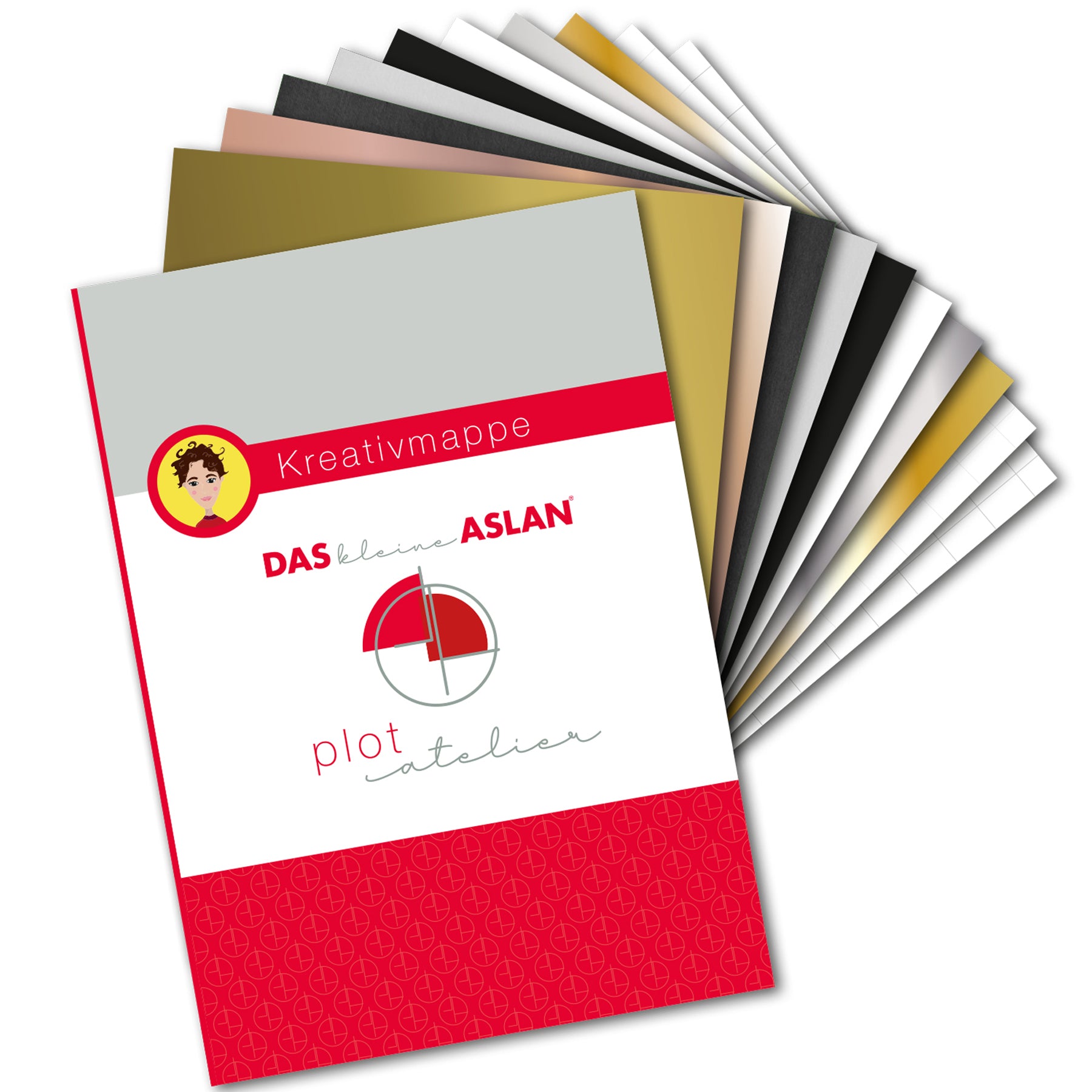 Crealive Das kleine ASLAN PlotAtelier Kreativmappe 16 „Eleganter Start in den goldenen Frühling“ Was ASLAN und Miriam (Plottertante) am Donnerstag, 11. April 2024 um 20:15 Uhr gestalten werden, kannst Du Live auf dem YouTube Kanal der Plottertante schauen. • 2 x MetalEffect Gold gebürstet Rosegold schimmernde Metalleffektfolie • 2 x CaressColour Anthrazit & Weiss Selbstklebefolie mit Flockoberfläche • 2 x PremiumColour Schwarz matt Weiss matt • 2 x LoopPET Metal in Silber Gold