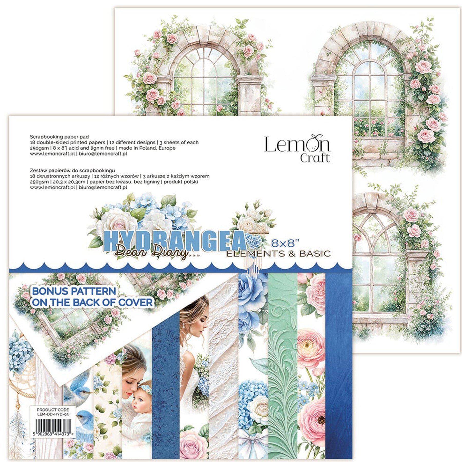 Crealive Designpapier 250 g/m2 - 8’’ x 8’’ - Dear Diary Hydrangea
Inhalt:
• 18 Blatt
• 12 Designs
Spezifikationen:
• 8’’ x 8’’ (20.3 cm x 20..3 cm)
• 250 g/m2
• beidseitig bedruckt
• säure- und ligninfrei
Dieses Paper Pad ist geeignet für:
• Karten
• Boxen
• 3D-Projekte
• Geschenkboxen & Verpackungen
• Plotten
• Scrapbooking