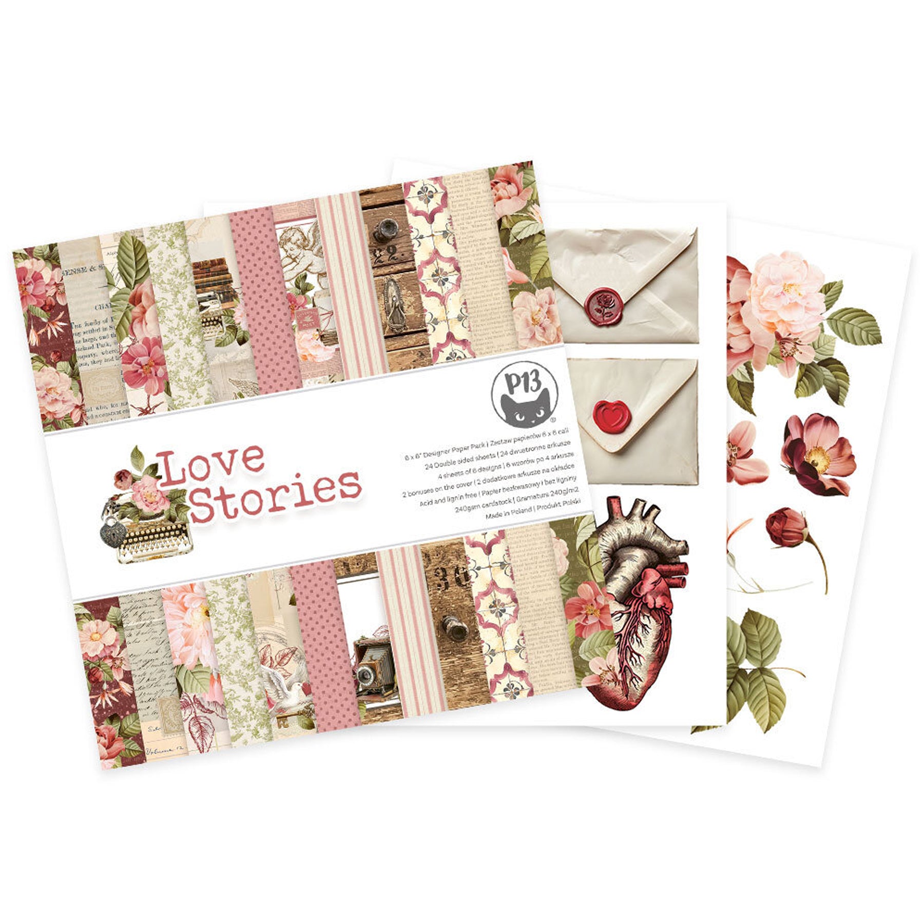Crealive Designpapier 240 g/m2 - 6’’ x 6’’ - Love Stories
Inhalt:
• 24 Bogen
Spezifikationen:
• 24 Blätter
• 6 Designs
• 6’’ x 6’’ (15.25 cm x 15.25 cm)
• 240 g/m2
• beidseitig bedruckt
• lässt sich gut schneiden
• säure- und ligninfrei
• Marke: Piatek P13
Dieses Designpapier / Motivpapier ist geeignet für:
• Karten
• Kleine Verpackungen
• Plotten
• Stanzen
• Prägen
• Scrapbooking
• Mixed Media
• Journaling
