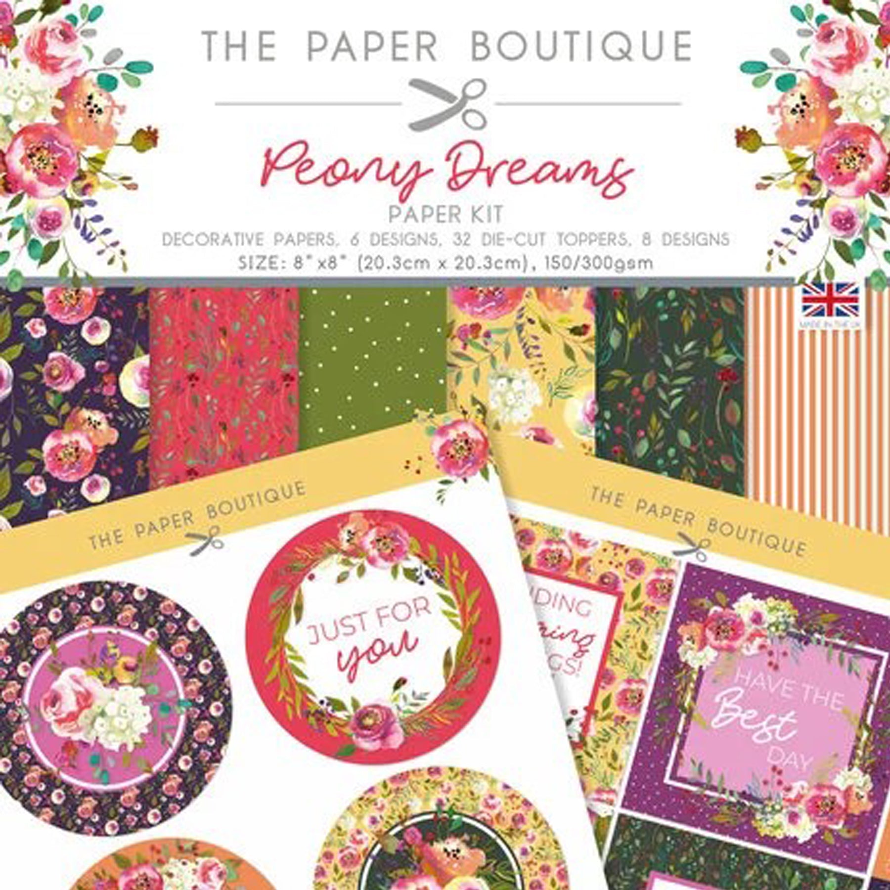 Crealive Design Papierset (Designpapier & Die Cut Toppers) - 8" x 8" - Peony Dreams
Spezifikationen:
• gemustertes Designpapier in 6 verschiedenen Designs
• 32 Die Cut Toppers (Stanzteile) in 8 verschiedenen Designs
• Grösse: 8’’ x 8’’ (20.3 cm x 20.3 cm)
• Designpapier: 150 g/m2
• Die Cut Toppers: 300 g/m2
• Marke: The Paper Boutique
Dieses Designpapier / Stanzteile (Die Cut) ist geeignet für:
• Briefe
• Verzierungen von Karten, Geschenkboxen & Verpackungen
• Scrapbooking
• Mixed Media
• Journaling