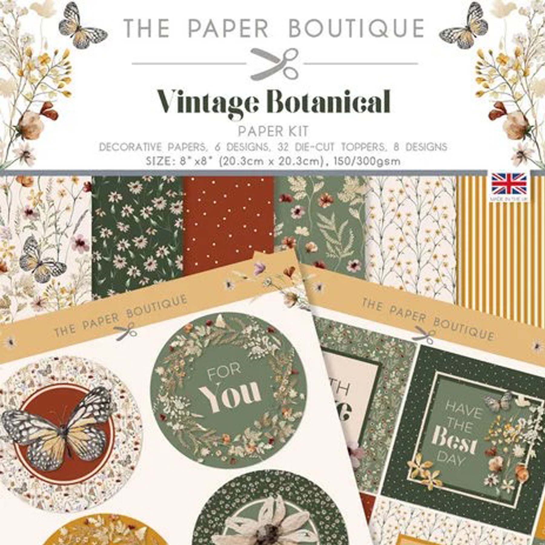 Crealive Design Papierset (Designpapier & Die Cut Toppers) - 8" x 8" - Vintage Botanical
Spezifikationen:
• 36 gemusterte Designpapiere in 6 verschiedenen Designs
• 32 Die Cut Toppers (Stanzteile) in 8 verschiedenen Designs
• Grösse: 8’’ x 8’’ (20.3 cm x 20.3 cm)
• Designpapier: 150 g/m2
• Die Cut Toppers: 300 g/m2
• Marke: The Paper Boutique
Dieses Designpapier / Stanzteile (Die Cut) ist geeignet für:
• Briefe
• Verzierungen von Karten, Geschenkboxen & Verpackungen
• Scrapbooking
• Mixed Media
• Journ