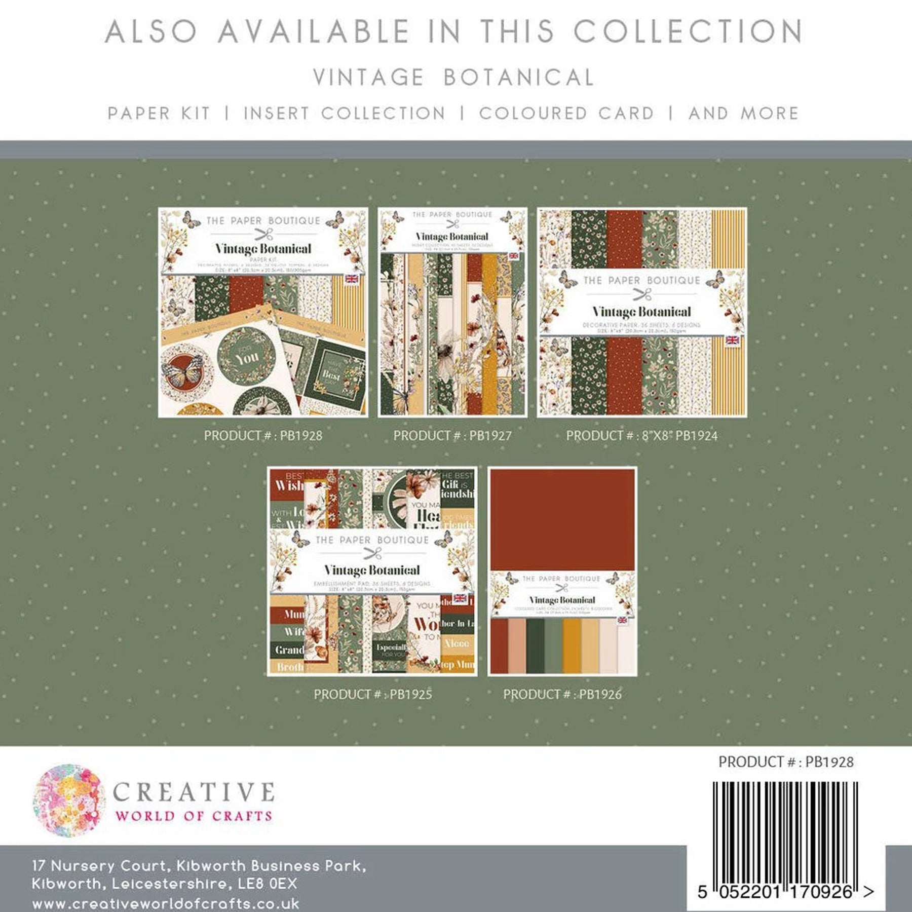 Crealive Design Papierset (Designpapier & Die Cut Toppers) - 8" x 8" - Vintage Botanical
Spezifikationen:
• 36 gemusterte Designpapiere in 6 verschiedenen Designs
• 32 Die Cut Toppers (Stanzteile) in 8 verschiedenen Designs
• Grösse: 8’’ x 8’’ (20.3 cm x 20.3 cm)
• Designpapier: 150 g/m2
• Die Cut Toppers: 300 g/m2
• Marke: The Paper Boutique
Dieses Designpapier / Stanzteile (Die Cut) ist geeignet für:
• Briefe
• Verzierungen von Karten, Geschenkboxen & Verpackungen
• Scrapbooking
• Mixed Media
• Journ