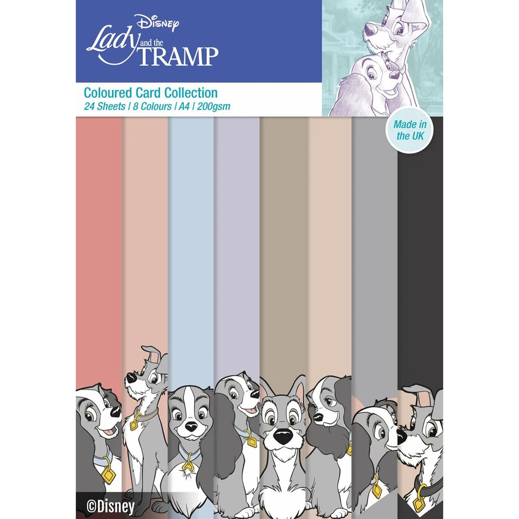 Crealive Disney Papierblock 200 g/m2 - A4 - Susi und Strolch
Spezifikationen:
• 24 Blätter
• 8 Designs / Farben
• A4 (21.0 cm x 29.7 cm)
• 200 g/m2
• säure- und ligninfrei
Dieses Designpapier ist geeignet für:
• Karten
• Verzierungen von Geschenkboxen & Verpackungen
• Plotten
• Stanzen
• Scrapbooking
• Mixed Media
• Journaling
• Basteln mit Kinder
Dieses Disney Motivpapier mit Susi und Strolch in 8 Farben ist eine tolle Basis für Karten, Scrapbooking, Journaling, als Dekoration auf deinen Geschenkboxe