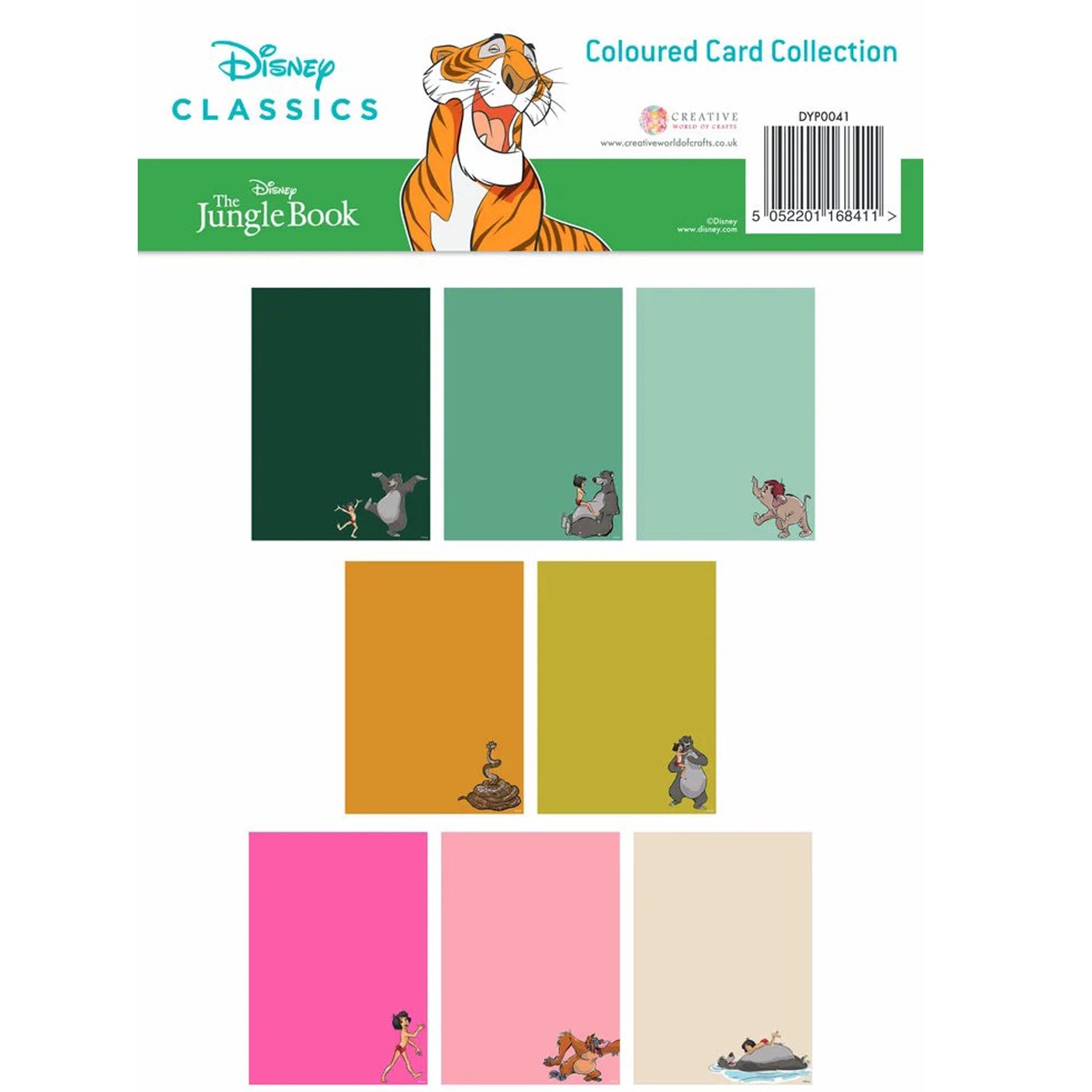 Crealive Disney Papierblock 200 g/m2 - A4 - Das Dschungelbuch
Spezifikationen:
• 24 Blätter
• 8 Designs / Farben
• A4 (21.0 cm x 29.7 cm)
• 200 g/m2
• säure- und ligninfrei
Dieses Designpapier ist geeignet für:
• Karten
• Verzierungen von Geschenkboxen & Verpackungen
• Plotten
• Stanzen
• Scrapbooking
• Mixed Media
• Journaling
• Basteln mit Kinder
Dieses Disney Motivpapier mit dem Dschungelbuch in 8 Farben ist eine tolle Basis für Karten, Scrapbooking, Journaling, als Dekoration auf deinen Geschenkbo