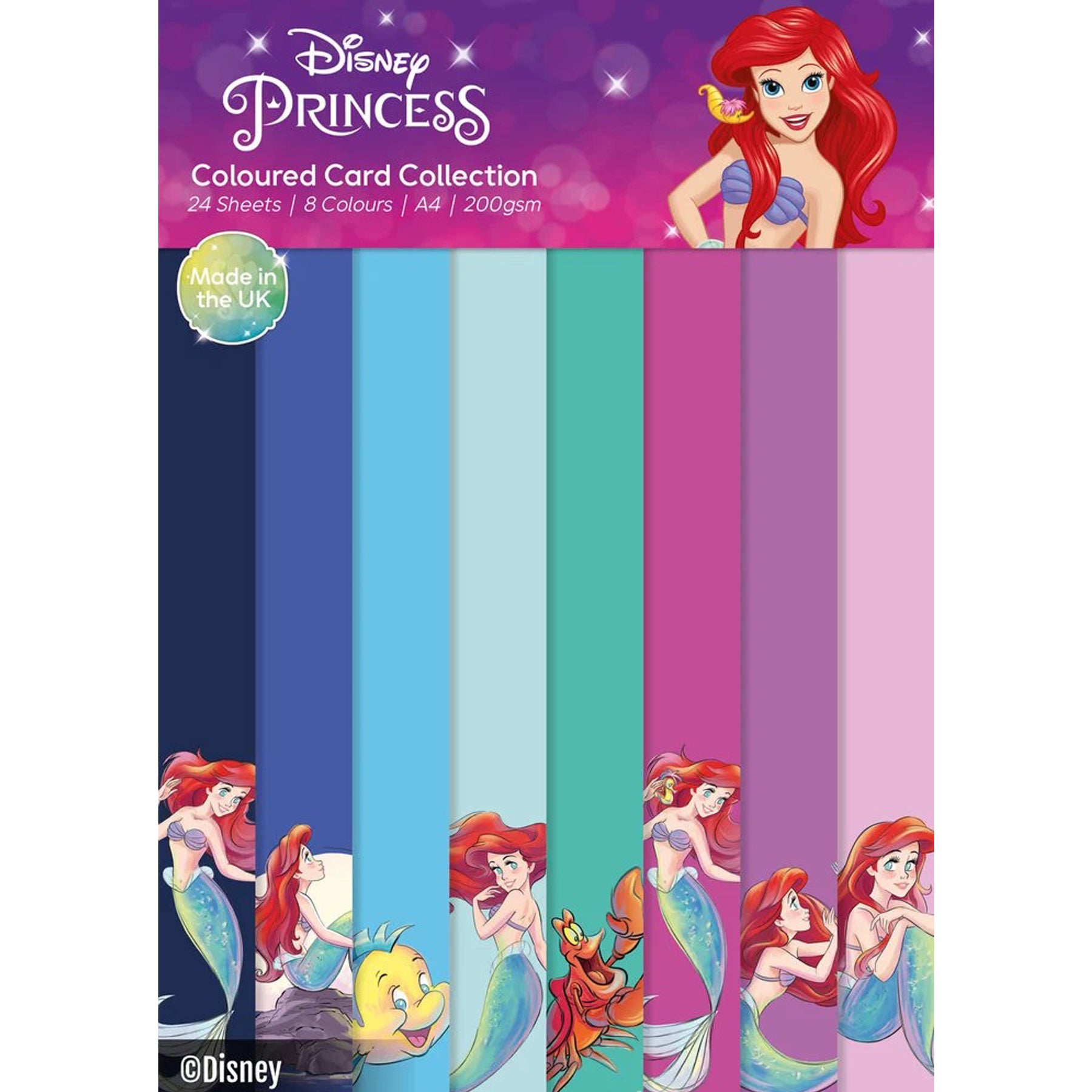 Crealive Disney Papierblock 200 g/m2 - A4 - Die kleine Meerjungfrau
Spezifikationen:
• 24 Blätter
• 8 Designs / Farben
• A4 (21.0 cm x 29.7 cm)
• 200 g/m2
• säure- und ligninfrei
Dieses Designpapier ist geeignet für:
• Karten
• Verzierungen von Geschenkboxen & Verpackungen
• Plotten
• Stanzen
• Scrapbooking
• Mixed Media
• Journaling
• Basteln mit Kinder
Dieses Disney Motivpapier der kleinen Meerjungfrau in 8 knalligen Farben ist eine tolle Basis für Karten, Scrapbooking, Journaling, als Dekoration