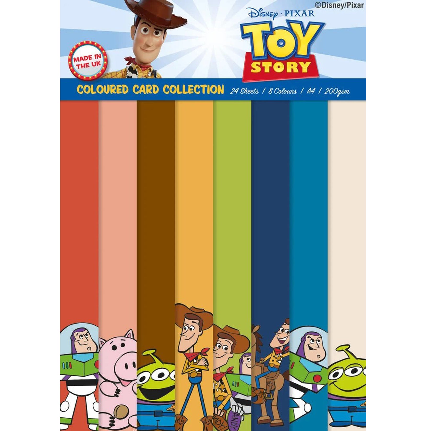 Crealive Disney Papierblock 200 g/m2 - A4 - Toy Story
Spezifikationen:
• 24 Blätter
• 8 Designs / Farben
• A4 (21.0 cm x 29.7 cm)
• 200 g/m2
• säure- und ligninfrei
Dieses Designpapier ist geeignet für:
• Karten
• Verzierungen von Geschenkboxen & Verpackungen
• Plotten
• Stanzen
• Scrapbooking
• Mixed Media
• Journaling
• Basteln mit Kinder
Dieses Disney Motivpapier mit der Toy Story Figuren in 8 Farben ist eine tolle Basis für Karten, Scrapbooking, Journaling, als Dekoration auf deinen Geschenkboxen