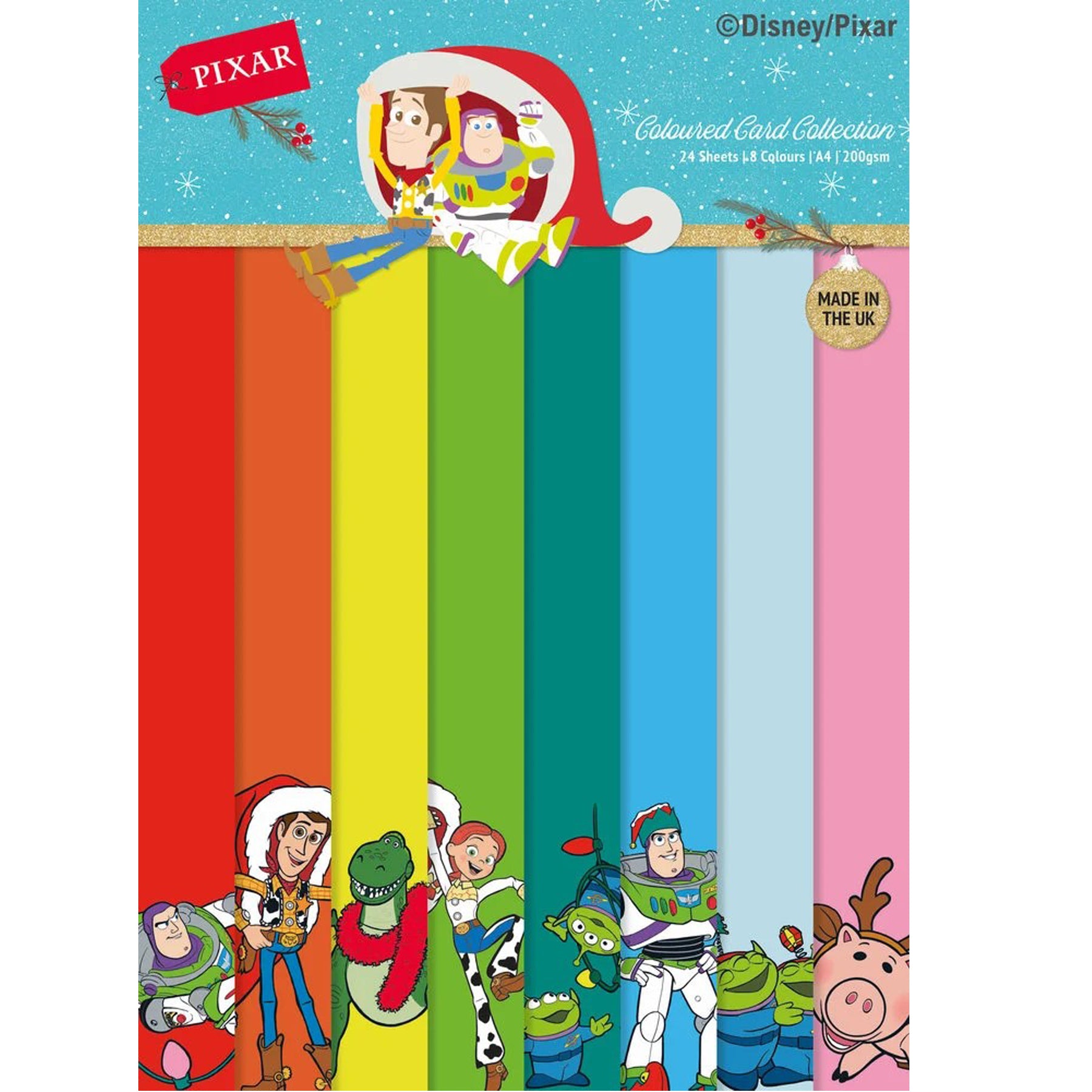 Crealive Disney Papierblock 200 g/m2 - A4 - Toy Story
Spezifikationen:
• 24 Blätter
• 8 Designs / Farben
• A4 (21.0 cm x 29.7 cm)
• 200 g/m2
• säure- und ligninfrei
Dieses Designpapier ist geeignet für:
• Karten
• Verzierungen von Geschenkboxen & Verpackungen
• Plotten
• Stanzen
• Scrapbooking
• Mixed Media
• Journaling
• Basteln mit Kinder
Dieses weihnachtliche Disney Motivpapier mit der Toy Story Figuren in 8 Farben ist eine tolle Basis für Karten, Scrapbooking, Journaling, als Dekoration auf deinen