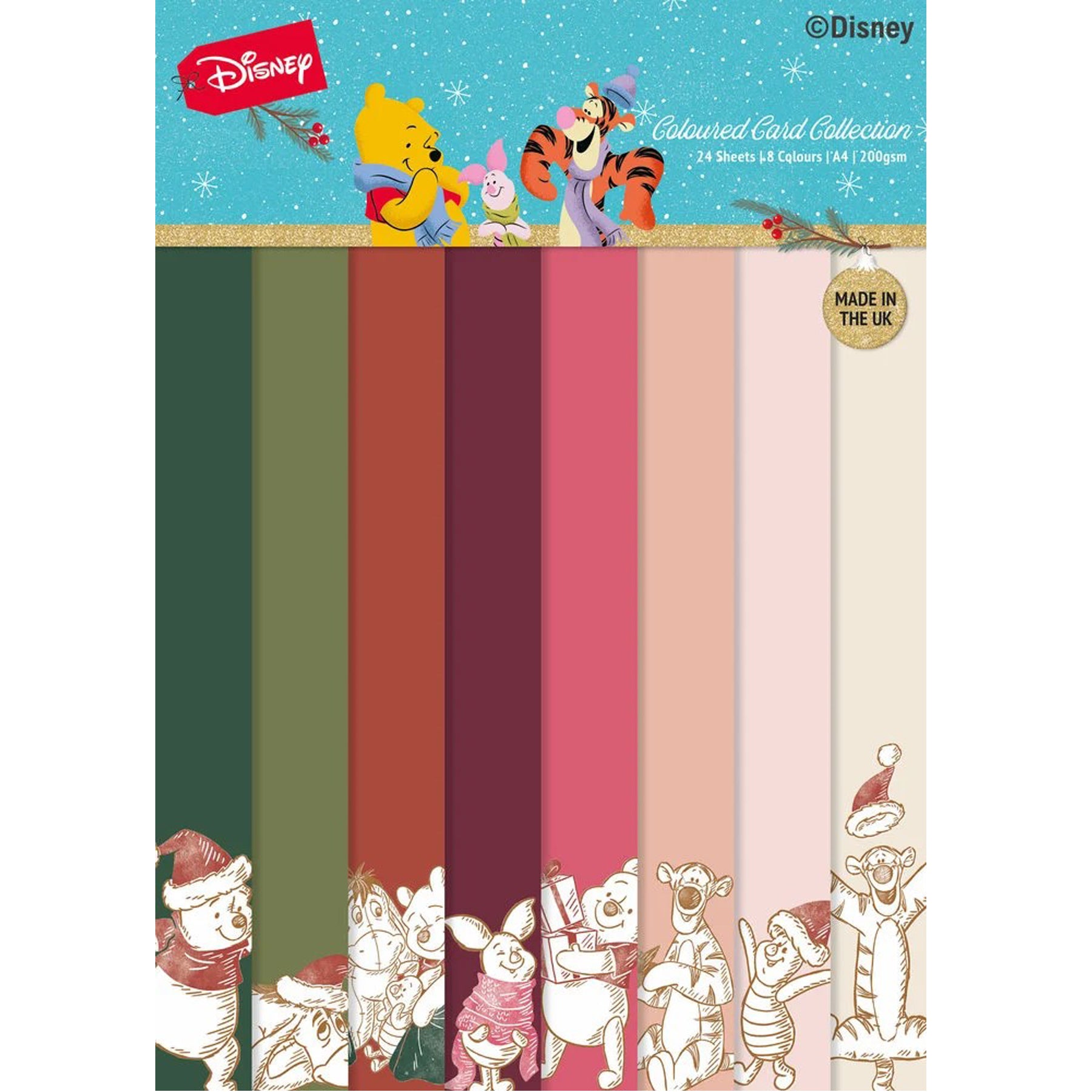 Crealive Disney Papierblock 200 g/m2 - A4 - Winnie Puuh Weihnachtskollektion
Spezifikationen:
• 24 Blätter
• 8 Designs / Farben
• A4 (21.0 cm x 29.7 cm)
• 200 g/m2
• säure- und ligninfrei
Dieses Designpapier ist geeignet für:
• Karten
• Verzierungen von Geschenkboxen & Verpackungen
• Plotten
• Stanzen
• Scrapbooking
• Mixed Media
• Journaling
• Basteln mit Kinder
Dieses weihnachtliche Disney Motivpapier mit dem süssen Bär Winnie Puuh in 8 Farben ist eine tolle Basis für Karten, Scrapbooking, Journalin