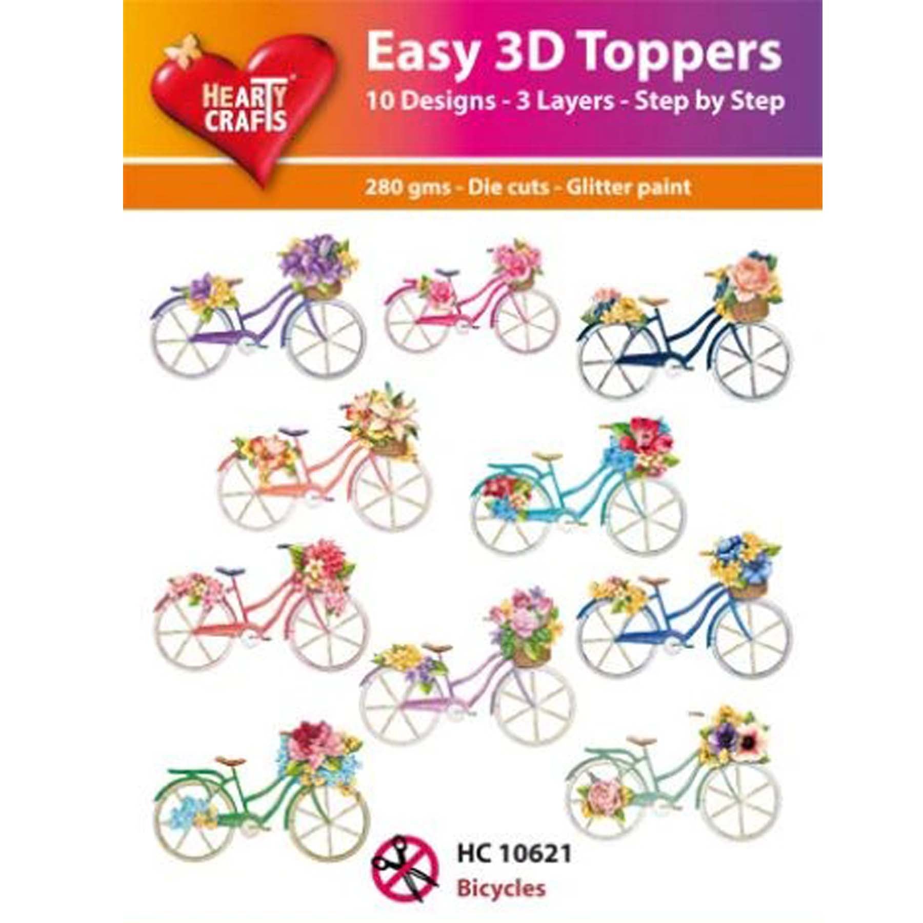 Crealive 3D Topper / Aufsatz - Bicycles
Inhalt:
• 10 verschiedene 3D Designs
Spezifikationen:
• Grösse: 1 Design ca. 8 x 8 cm
• Papiergewicht: 280 g/m2
• jedes Design besteht aus 3 gestanzten Teilen (jeweils separat abgepackt)
• feine Glitzer-Verzierungen
Diese Aufsätze sind geeignet für:
• Karten
• Verzierungen für Boxen, Geschenk-Verpackungen, Geschenktaschen, etc.
• Scrapbooking
• Mixed Media
• Journaling
Dieser 3D Bastelaufsatz macht das Basteln einfach und bereitet Spass. Mit den 3D-Designs kan