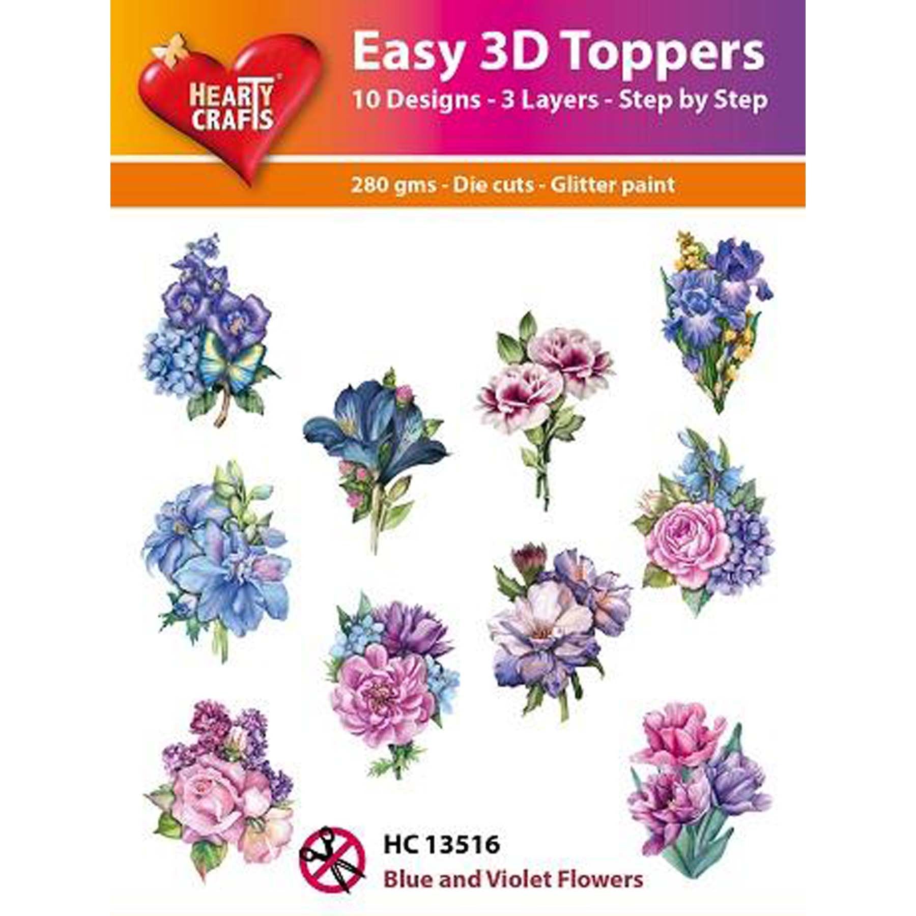 Crealive 3D Topper / Aufsatz - Blue and Violet Flowers
Inhalt:
• 10 verschiedene 3D Designs
Spezifikationen:
• Grösse: 1 Design ca. 8 x 8 cm
• Papiergewicht: 280 g/m2
• jedes Design besteht aus 3 gestanzten Teilen (jeweils separat abgepackt)
• feine Glitzer-Verzierungen
Diese Aufsätze sind geeignet für:
• Karten
• Verzierungen für Boxen, Geschenk-Verpackungen, Geschenktaschen, etc.
• Scrapbooking
• Mixed Media
• Journaling
Dieser 3D Bastelaufsatz macht das Basteln einfach und bereitet Spass. Mit den