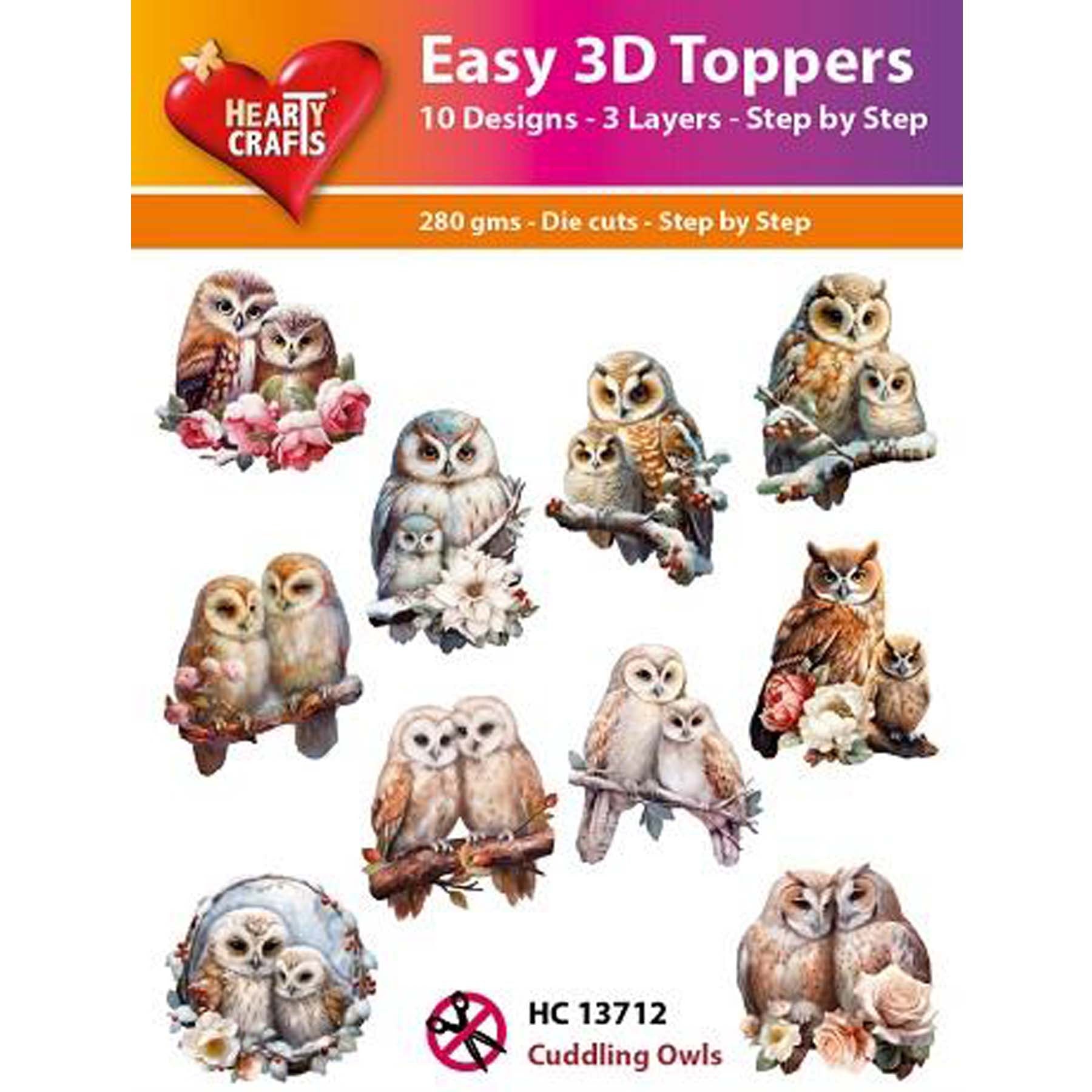 Crealive 3D Topper / Aufsatz - Cuddling Owls
Inhalt:
• 10 verschiedene 3D Designs
Spezifikationen:
• Grösse: 1 Design ca. 8 x 8 cm
• Papiergewicht: 280 g/m2
• jedes Design besteht aus 3 gestanzten Teilen (jeweils separat abgepackt)
• feine Glitzer-Verzierungen
Diese Aufsätze sind geeignet für:
• Karten
• Verzierungen für Boxen, Geschenk-Verpackungen, Geschenktaschen, etc.
• Scrapbooking
• Mixed Media
• Journaling
Dieser 3D Bastelaufsatz macht das Basteln einfach und bereitet Spass. Mit den 3D-Design
