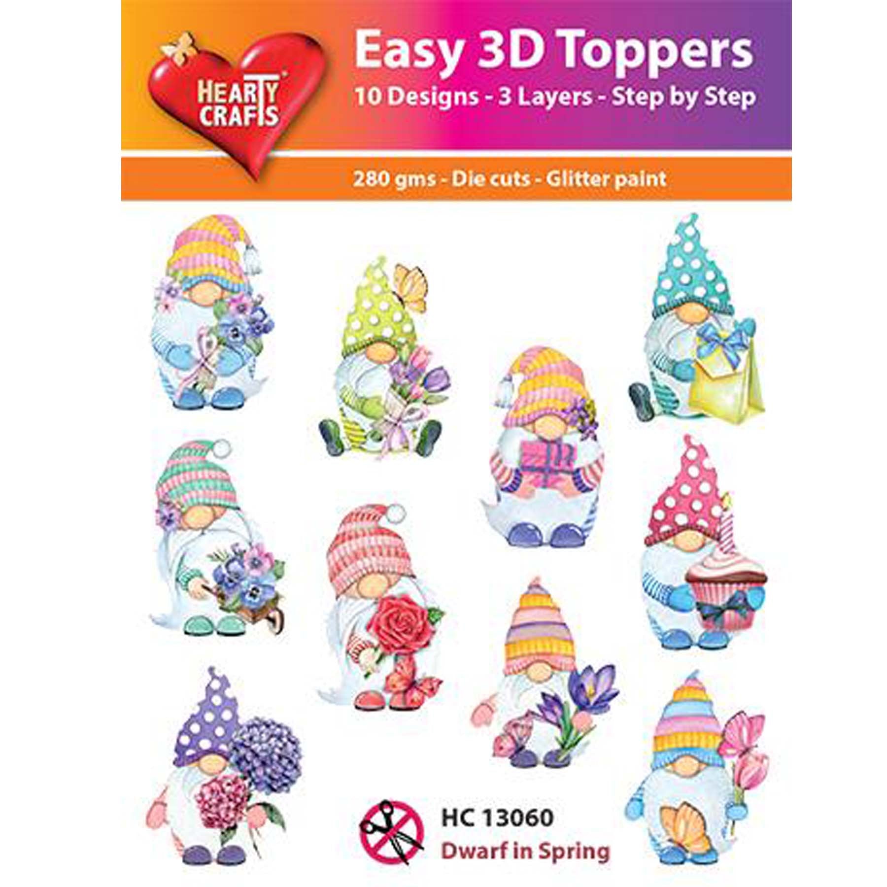 Crealive 3D Topper / Aufsatz - Dwarf in Spring
Inhalt:
• 10 verschiedene 3D Designs
Spezifikationen:
• Grösse: 1 Design ca. 8 x 8 cm
• Papiergewicht: 280 g/m2
• jedes Design besteht aus 3 gestanzten Teilen (jeweils separat abgepackt)
• feine Glitzer-Verzierungen
Diese Aufsätze sind geeignet für:
• Karten
• Verzierungen für Boxen, Geschenk-Verpackungen, Geschenktaschen, etc.
• Scrapbooking
• Mixed Media
• Journaling
Dieser 3D Bastelaufsatz macht das Basteln einfach und bereitet Spass. Mit den 3D-Desi