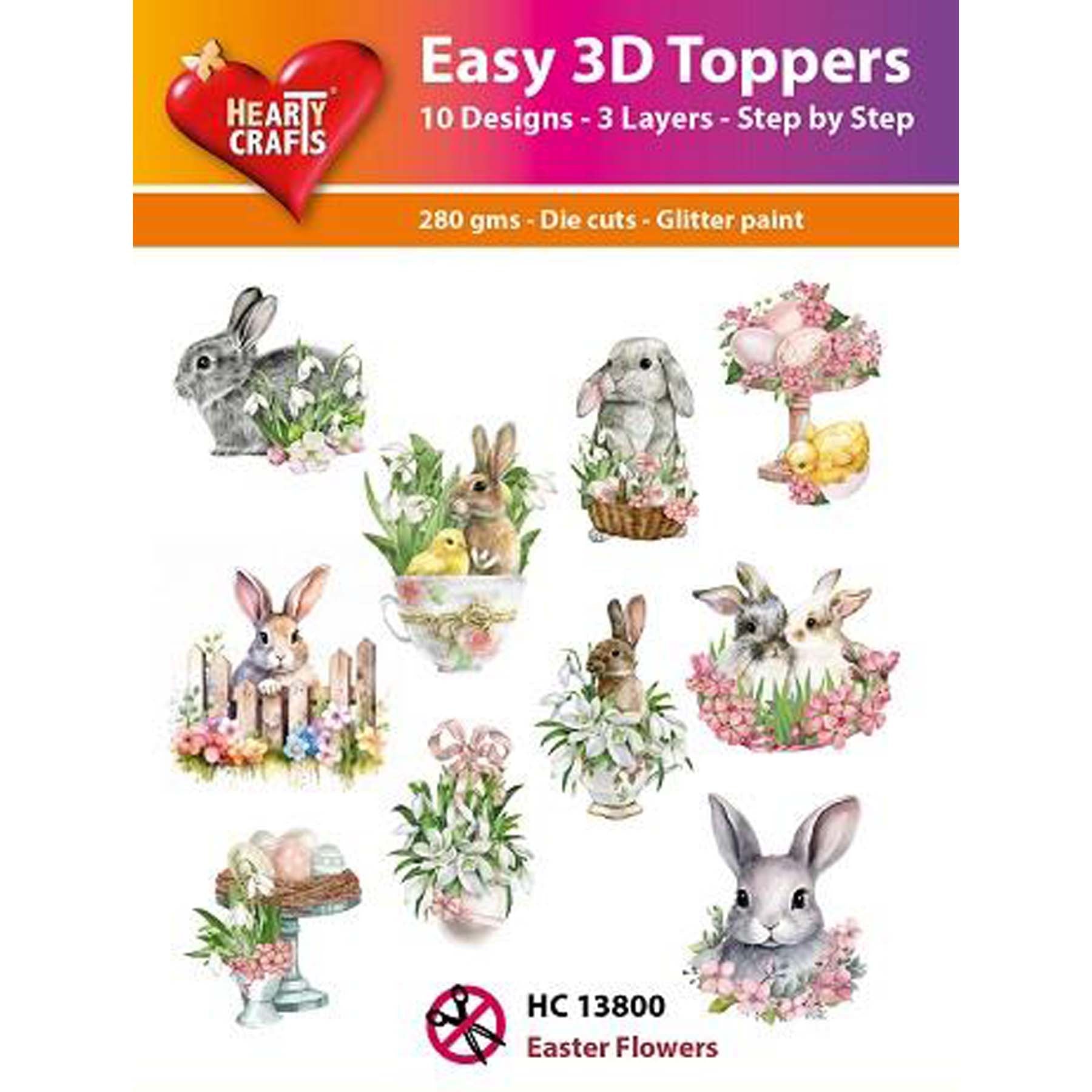 Crealive 3D Topper / Aufsatz - Easter Flowers
Inhalt:
• 10 verschiedene 3D Designs
Spezifikationen:
• Grösse: 1 Design ca. 8 x 8 cm
• Papiergewicht: 280 g/m2
• jedes Design besteht aus 3 gestanzten Teilen (jeweils separat abgepackt)
• feine Glitzer-Verzierungen
Diese Aufsätze sind geeignet für:
• Karten
• Verzierungen für Boxen, Geschenk-Verpackungen, Geschenktaschen, etc.
• Scrapbooking
• Mixed Media
• Journaling
Dieser 3D Bastelaufsatz macht das Basteln einfach und bereitet Spass. Mit den 3D-Desig