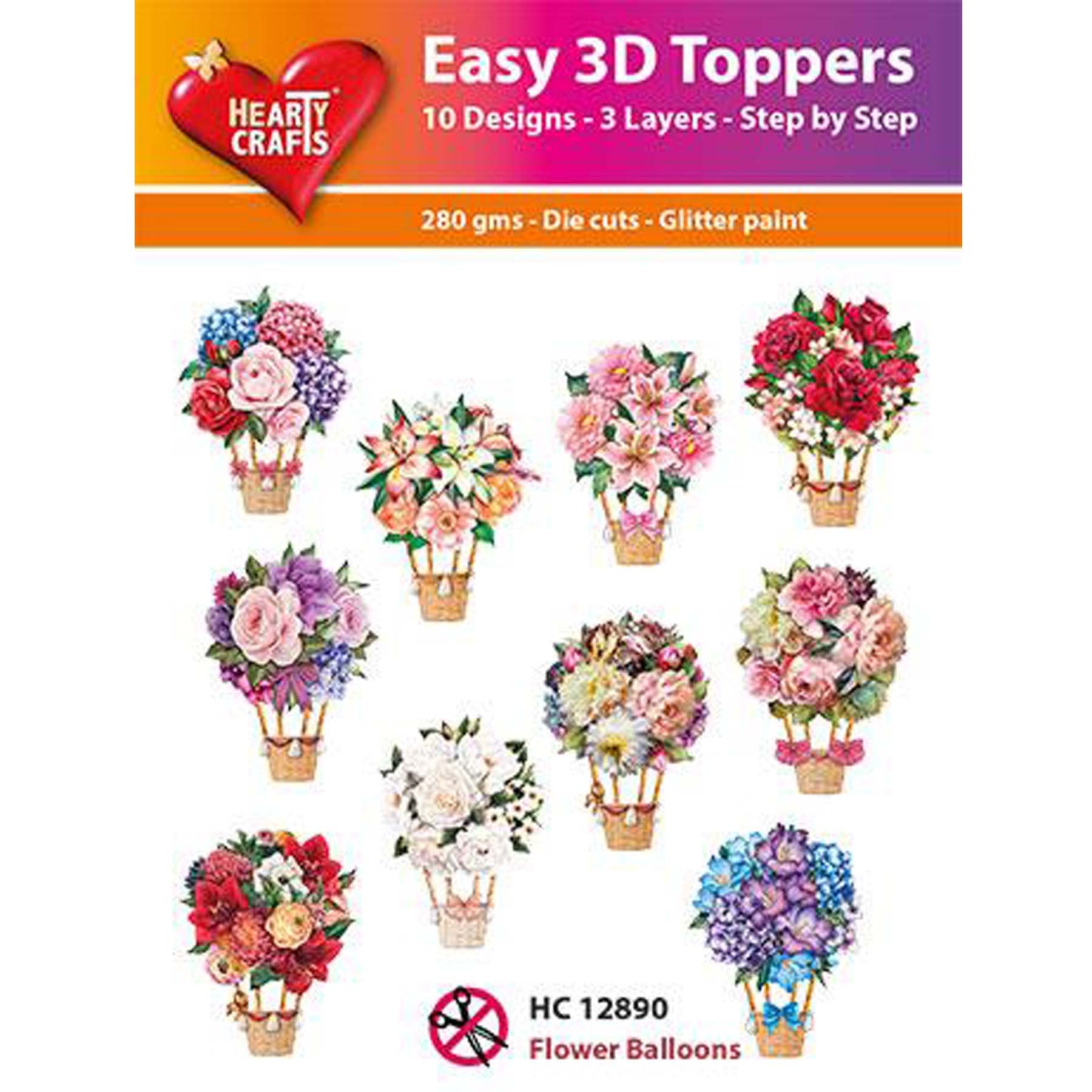 Crealive 3D Topper / Aufsatz - Flower Balloons
Inhalt:
• 10 verschiedene 3D Designs
Spezifikationen:
• Grösse: 1 Design ca. 8 x 8 cm
• Papiergewicht: 280 g/m2
• jedes Design besteht aus 3 gestanzten Teilen (jeweils separat abgepackt)
• feine Glitzer-Verzierungen
Diese Aufsätze sind geeignet für:
• Karten
• Verzierungen für Boxen, Geschenk-Verpackungen, Geschenktaschen, etc.
• Scrapbooking
• Mixed Media
• Journaling
Dieser 3D Bastelaufsatz macht das Basteln einfach und bereitet Spass. Mit den 3D-Desi