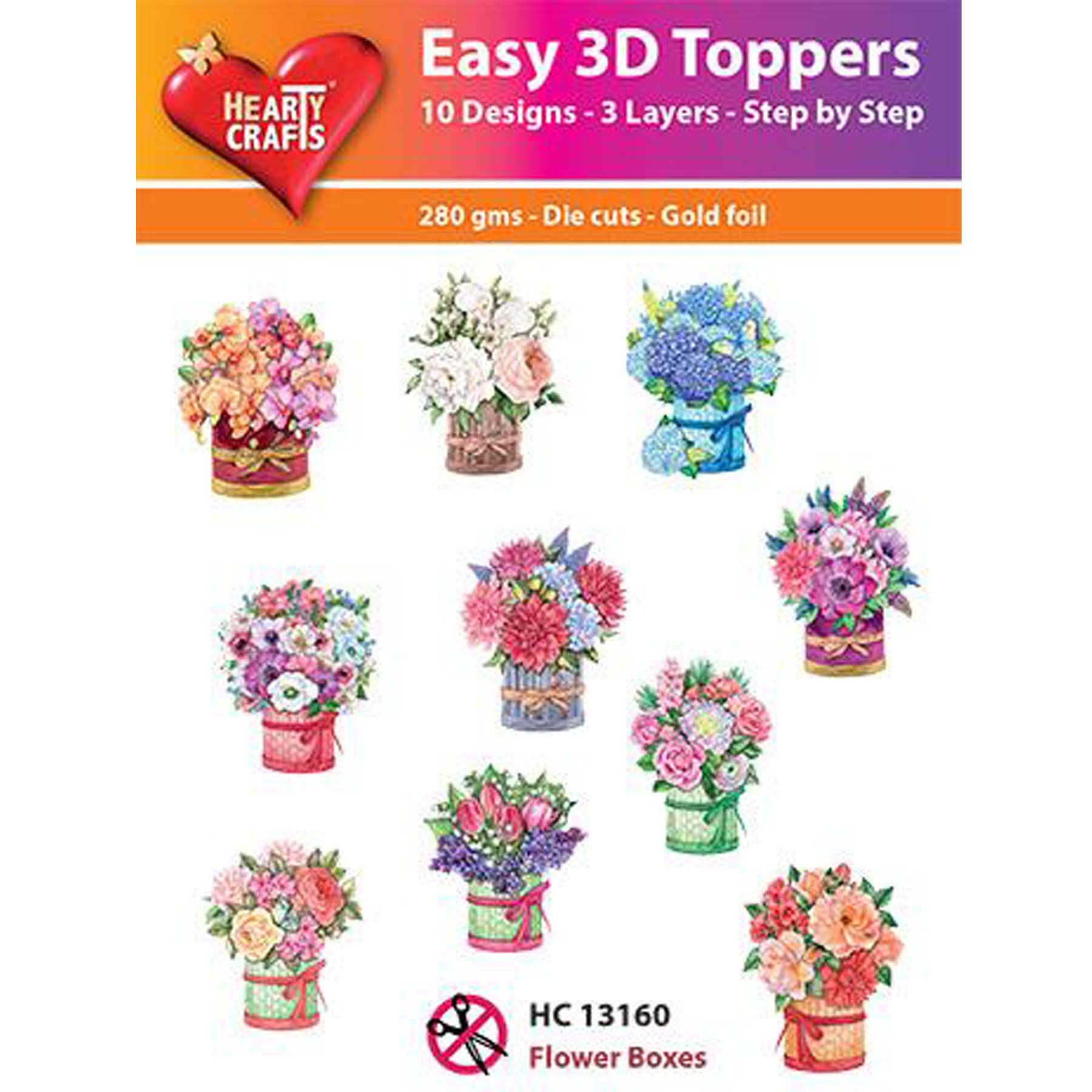Crealive 3D Topper / Aufsatz - Flower Boxes
Inhalt:
• 10 verschiedene 3D Designs
Spezifikationen:
• Grösse: 1 Design ca. 8 x 8 cm
• Papiergewicht: 280 g/m2
• jedes Design besteht aus 3 gestanzten Teilen (jeweils separat abgepackt)
• Hotfoil Akzente
Diese Aufsätze sind geeignet für:
• Karten
• Verzierungen für Boxen, Geschenk-Verpackungen, Geschenktaschen, etc.
• Scrapbooking
• Mixed Media
• Journaling
Dieser 3D Bastelaufsatz macht das Basteln einfach und bereitet Spass. Mit den 3D-Designs kannst du
