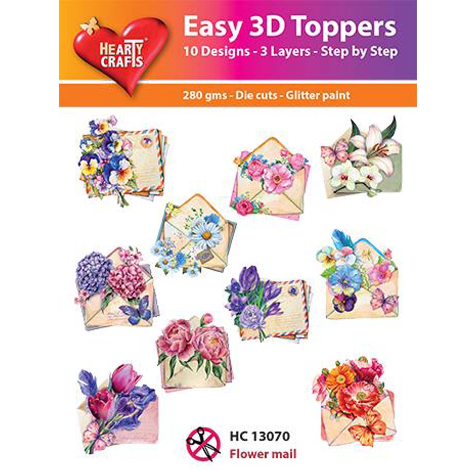 Crealive 3D Topper / Aufsatz - Flower mail
Inhalt:
• 10 verschiedene 3D Designs
Spezifikationen:
• Grösse: 1 Design ca. 8 x 8 cm
• Papiergewicht: 280 g/m2
• jedes Design besteht aus 3 gestanzten Teilen (jeweils separat abgepackt)
• feine Glitzer-Verzierungen
Diese Aufsätze sind geeignet für:
• Karten
• Verzierungen für Boxen, Geschenk-Verpackungen, Geschenktaschen, etc.
• Scrapbooking
• Mixed Media
• Journaling
Dieser 3D Bastelaufsatz macht das Basteln einfach und bereitet Spass. Mit den 3D-Designs