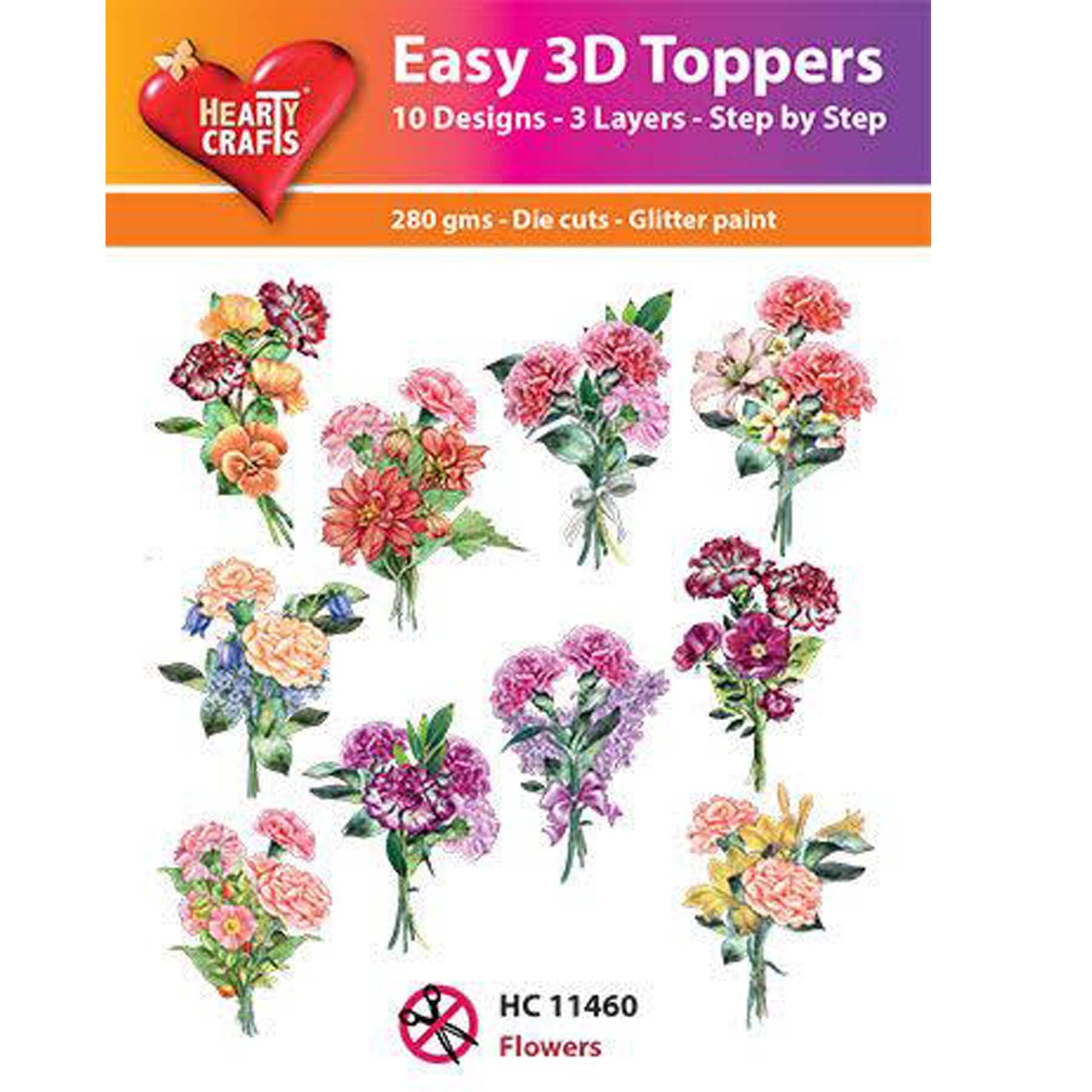 Crealive 3D Topper / Aufsatz - Flowers
Inhalt:
• 10 verschiedene 3D Designs
Spezifikationen:
• Grösse: 1 Design ca. 8 x 8 cm
• Papiergewicht: 280 g/m2
• jedes Design besteht aus 3 gestanzten Teilen (jeweils separat abgepackt)
• feine Glitzer-Verzierungen
Diese Aufsätze sind geeignet für:
• Karten
• Verzierungen für Boxen, Geschenk-Verpackungen, Geschenktaschen, etc.
• Scrapbooking
• Mixed Media
• Journaling
Dieser 3D Bastelaufsatz macht das Basteln einfach und bereitet Spass. Mit den 3D-Designs kann
