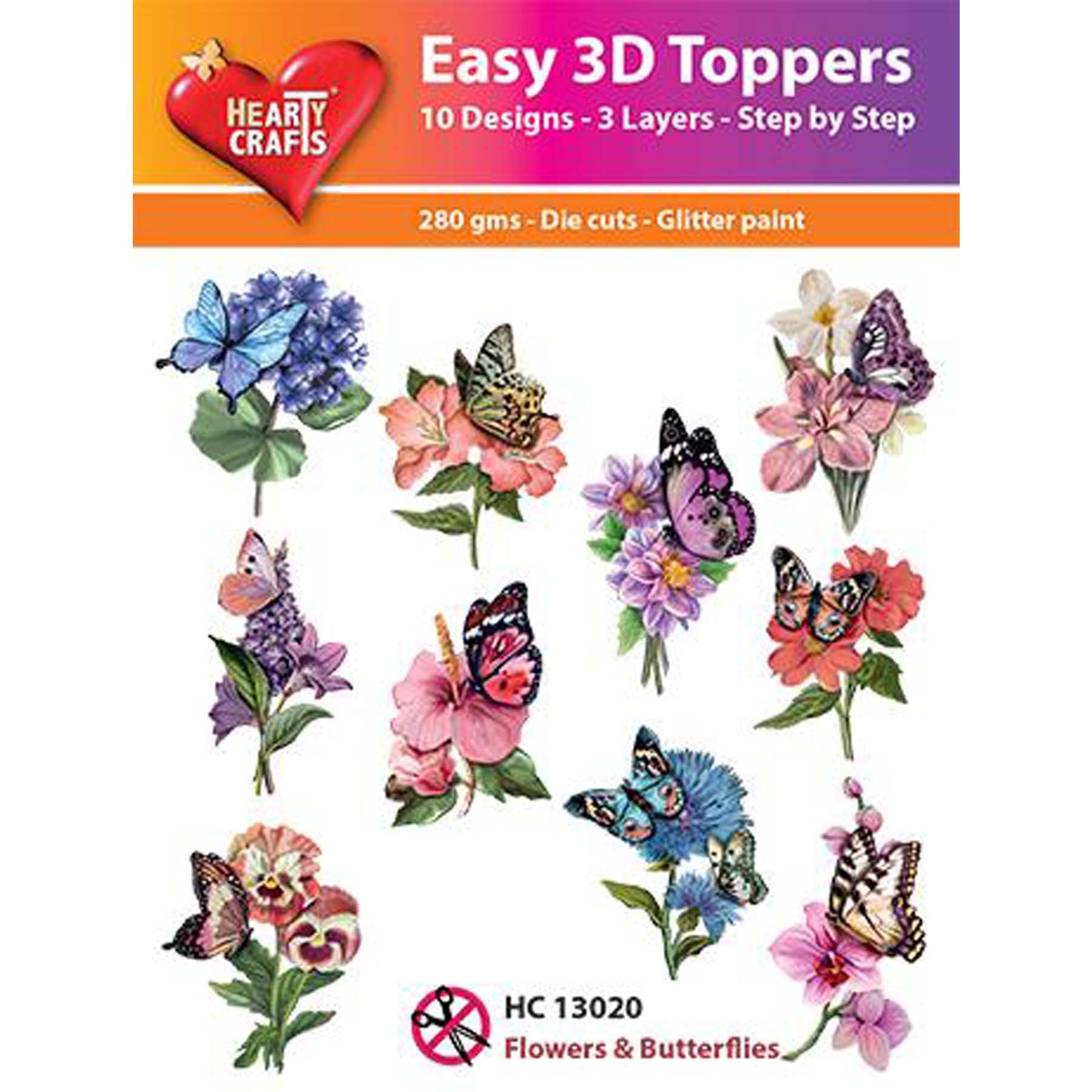 Crealive 3D Topper / Aufsatz - Flowers & Butterflies
Inhalt:
• 10 verschiedene 3D Designs
Spezifikationen:
• Grösse: 1 Design ca. 8 x 8 cm
• Papiergewicht: 280 g/m2
• jedes Design besteht aus 3 gestanzten Teilen (jeweils separat abgepackt)
• feine Glitzer-Verzierungen
Diese Aufsätze sind geeignet für:
• Karten
• Verzierungen für Boxen, Geschenk-Verpackungen, Geschenktaschen, etc.
• Scrapbooking
• Mixed Media
• Journaling
Dieser 3D Bastelaufsatz macht das Basteln einfach und bereitet Spass. Mit den 3