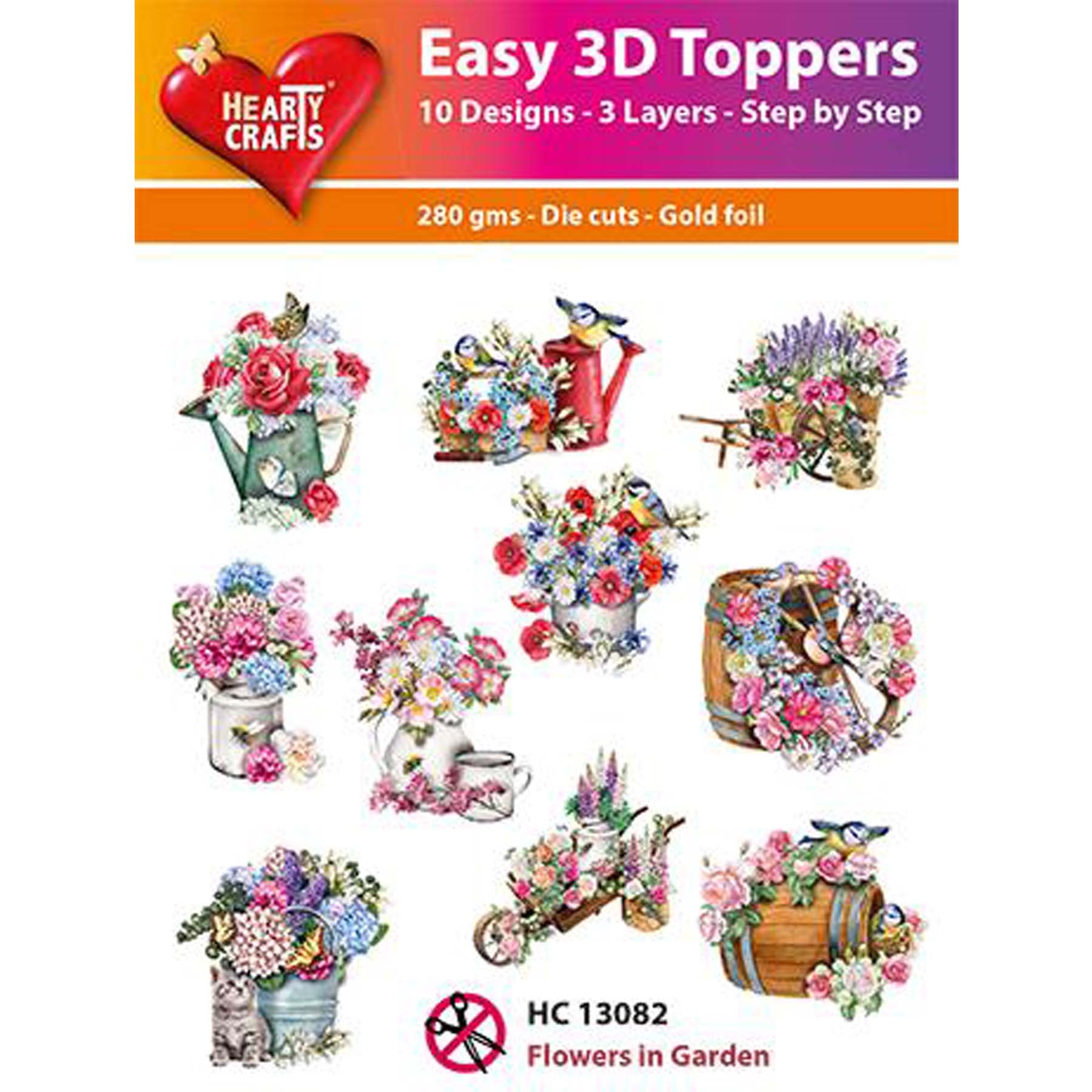 Crealive 3D Topper / Aufsatz - Flowers in Garden
Inhalt:
• 10 verschiedene 3D Designs
Spezifikationen:
• Grösse: 1 Design ca. 8 x 8 cm
• Papiergewicht: 280 g/m2
• jedes Design besteht aus 3 gestanzten Teilen (jeweils separat abgepackt)
• Hotfoil Akzente
Diese Aufsätze sind geeignet für:
• Karten
• Verzierungen für Boxen, Geschenk-Verpackungen, Geschenktaschen, etc.
• Scrapbooking
• Mixed Media
• Journaling
Dieser 3D Bastelaufsatz macht das Basteln einfach und bereitet Spass. Mit den 3D-Designs kanns