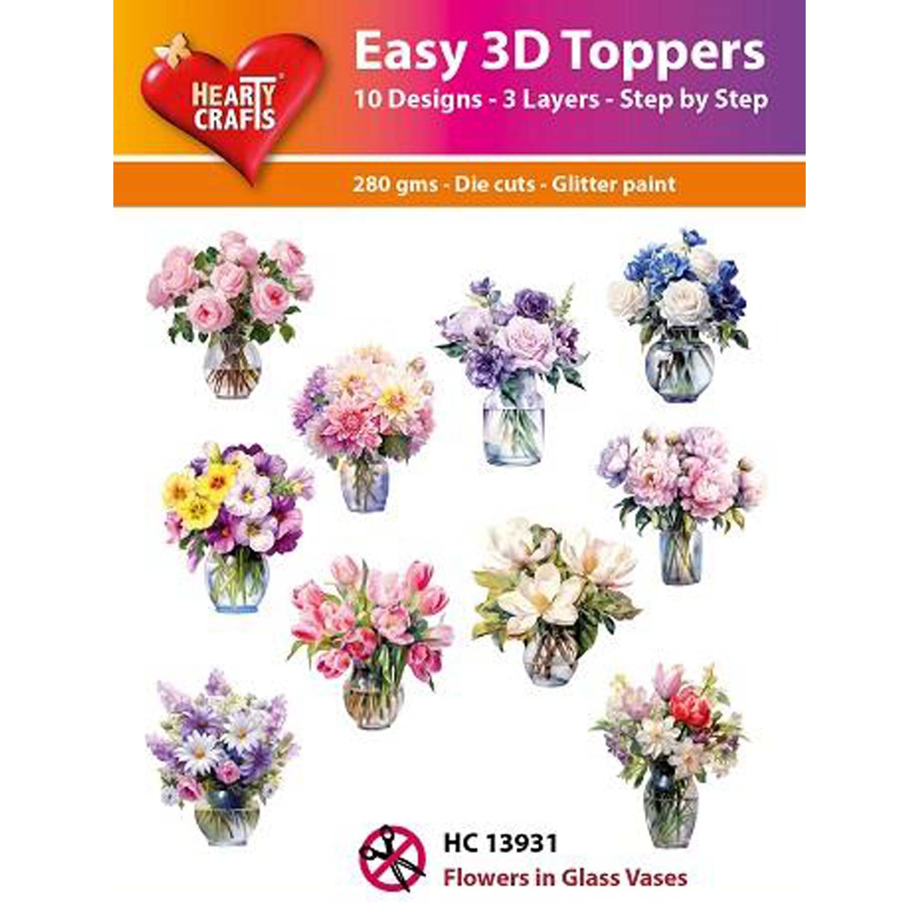 Crealive 3D Topper / Aufsatz - Flowers in Glass Vaeses
Inhalt:
• 10 verschiedene 3D Designs
Spezifikationen:
• Grösse: 1 Design ca. 8 x 8 cm
• Papiergewicht: 280 g/m2
• jedes Design besteht aus 3 gestanzten Teilen (jeweils separat abgepackt)
• feine Glitzer-Verzierungen
Diese Aufsätze sind geeignet für:
• Karten
• Verzierungen für Boxen, Geschenk-Verpackungen, Geschenktaschen, etc.
• Scrapbooking
• Mixed Media
• Journaling
Dieser 3D Bastelaufsatz macht das Basteln einfach und bereitet Spass. Mit den