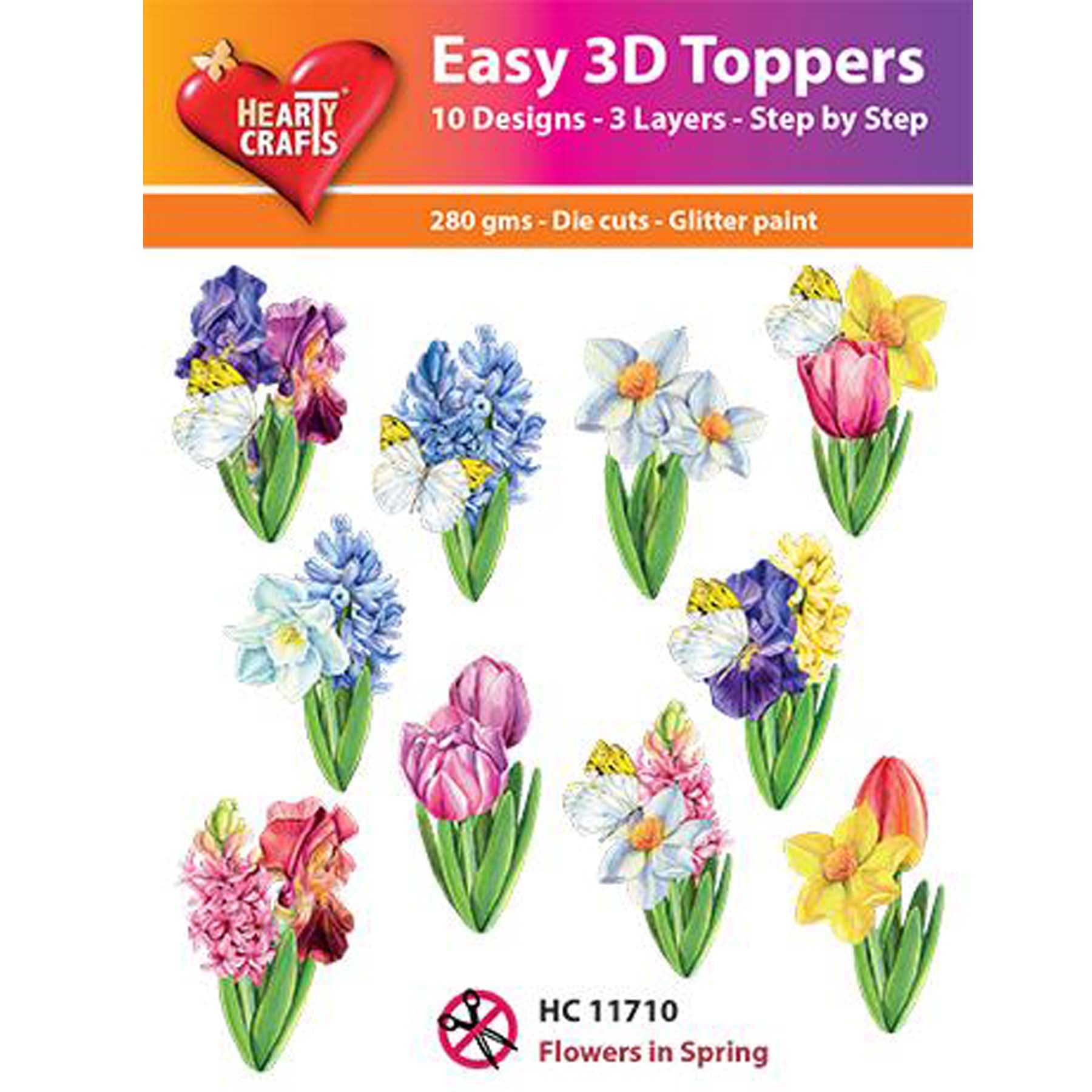Crealive 3D Topper / Aufsatz - Flowers in Spring
Inhalt:
• 10 verschiedene 3D Designs
Spezifikationen:
• Grösse: 1 Design ca. 8 x 8 cm
• Papiergewicht: 280 g/m2
• jedes Design besteht aus 3 gestanzten Teilen (jeweils separat abgepackt)
• feine Glitzer-Verzierungen
Diese Aufsätze sind geeignet für:
• Karten
• Verzierungen für Boxen, Geschenk-Verpackungen, Geschenktaschen, etc.
• Scrapbooking
• Mixed Media
• Journaling
Dieser 3D Bastelaufsatz macht das Basteln einfach und bereitet Spass. Mit den 3D-De