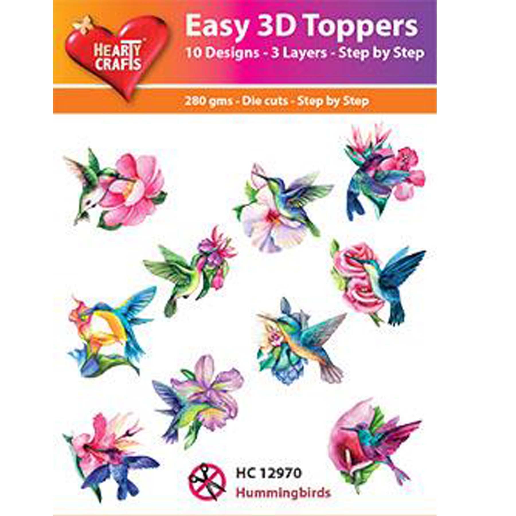 Crealive 3D Topper / Aufsatz - Hummingbirds
Inhalt:
• 10 verschiedene 3D Designs
Spezifikationen:
• Grösse: 1 Design ca. 8 x 8 cm
• Papiergewicht: 280 g/m2
• jedes Design besteht aus 3 gestanzten Teilen (jeweils separat abgepackt)
• feine Glitzer-Verzierungen
Diese Aufsätze sind geeignet für:
• Karten
• Verzierungen für Boxen, Geschenk-Verpackungen, Geschenktaschen, etc.
• Scrapbooking
• Mixed Media
• Journaling
Dieser 3D Bastelaufsatz macht das Basteln einfach und bereitet Spass. Mit den 3D-Designs