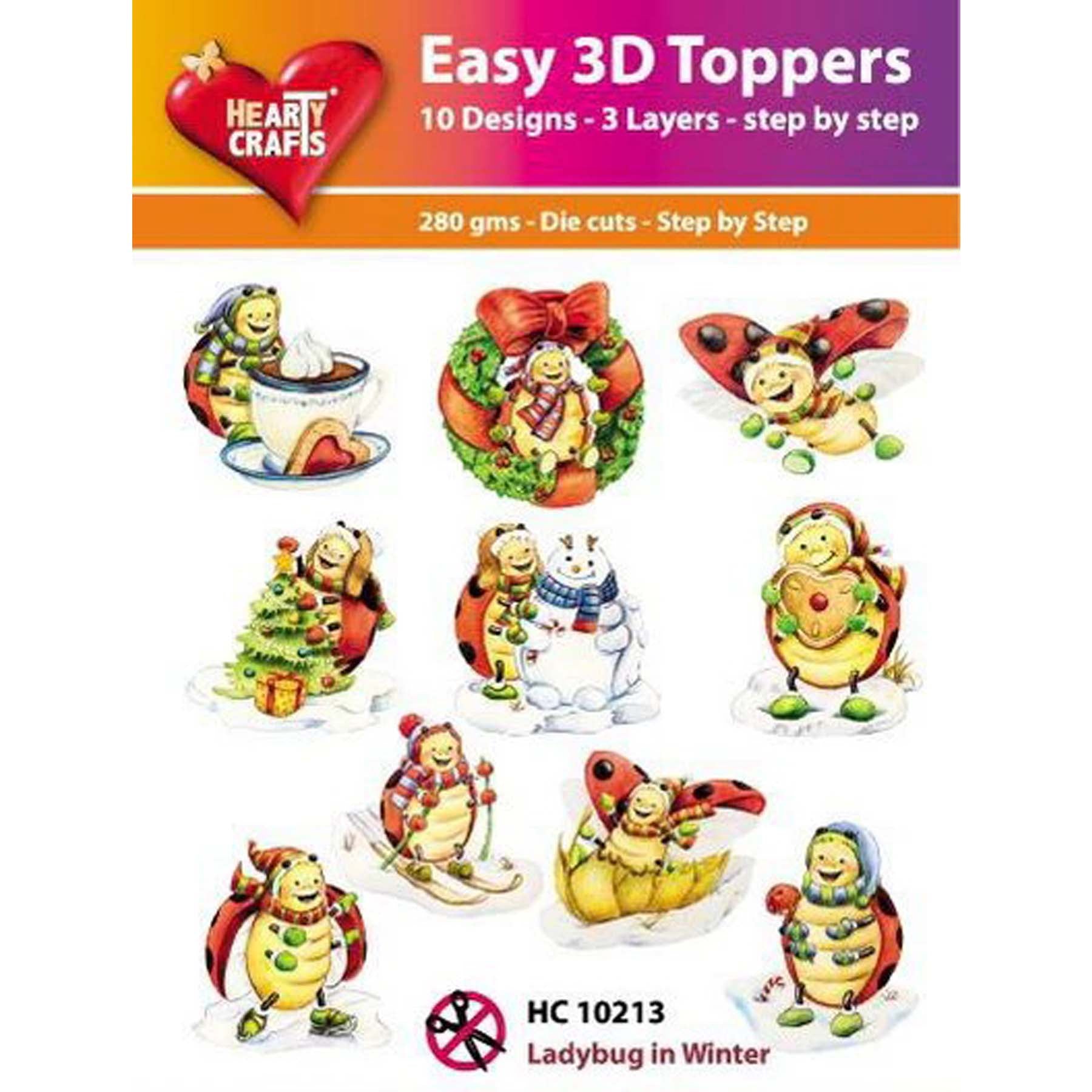 Crealive 3D Topper / Aufsatz - Ladybug in Winter
Inhalt:
• 10 verschiedene 3D Designs
Spezifikationen:
• Grösse: 1 Design ca. 8 x 8 cm
• Papiergewicht: 280 g/m2
• jedes Design besteht aus 3 gestanzten Teilen (jeweils separat abgepackt)
Diese Aufsätze sind geeignet für:
• Karten
• Verzierungen für Boxen, Geschenk-Verpackungen, Geschenktaschen, etc.
• Scrapbooking
• Mixed Media
• Journaling
Dieser 3D Bastelaufsatz macht das Basteln einfach und bereitet Spass. Mit den 3D-De