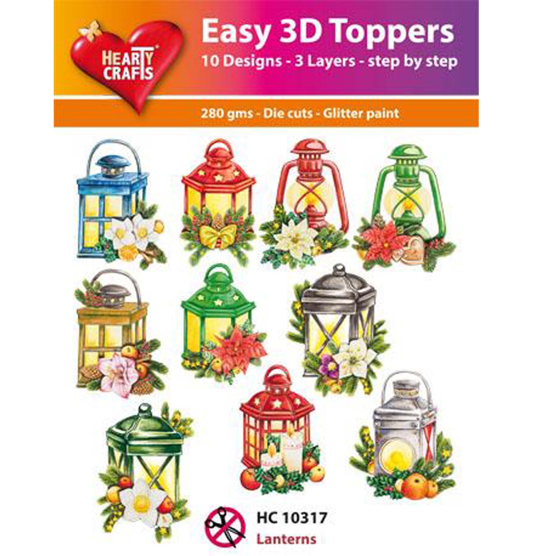 Crealive 3D Topper / Aufsatz - Lanterns
Inhalt:
• 10 verschiedene 3D Designs
Spezifikationen:
• Grösse: 1 Design ca. 8 x 8 cm
• Papiergewicht: 280 g/m2
• jedes Design besteht aus 3 gestanzten Teilen (jeweils separat abgepackt)
• feine Glitzer-Verzierungen
Diese Aufsätze sind geeignet für:
• Karten
• Verzierungen für Boxen, Geschenk-Verpackungen, Geschenktaschen, etc.
• Scrapbooking
• Mixed Media
• Journaling
Dieser 3D Bastelaufsatz macht das Basteln einfach und bereitet Spass. Mit den 3D-Designs kann