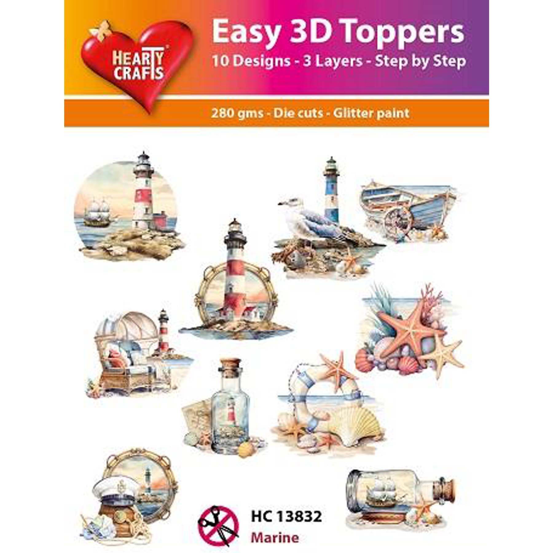 Crealive 3D Topper / Aufsatz - Marine
Inhalt:
• 10 verschiedene 3D Designs
Spezifikationen:
• Grösse: 1 Design ca. 8 x 8 cm
• Papiergewicht: 280 g/m2
• jedes Design besteht aus 3 gestanzten Teilen (jeweils separat abgepackt)
• feine Glitzer-Verzierungen
Diese Aufsätze sind geeignet für:
• Karten
• Verzierungen für Boxen, Geschenk-Verpackungen, Geschenktaschen, etc.
• Scrapbooking
• Mixed Media
• Journaling
Dieser 3D Bastelaufsatz macht das Basteln einfach und bereitet Spass. Mit den 3D-Designs kanns