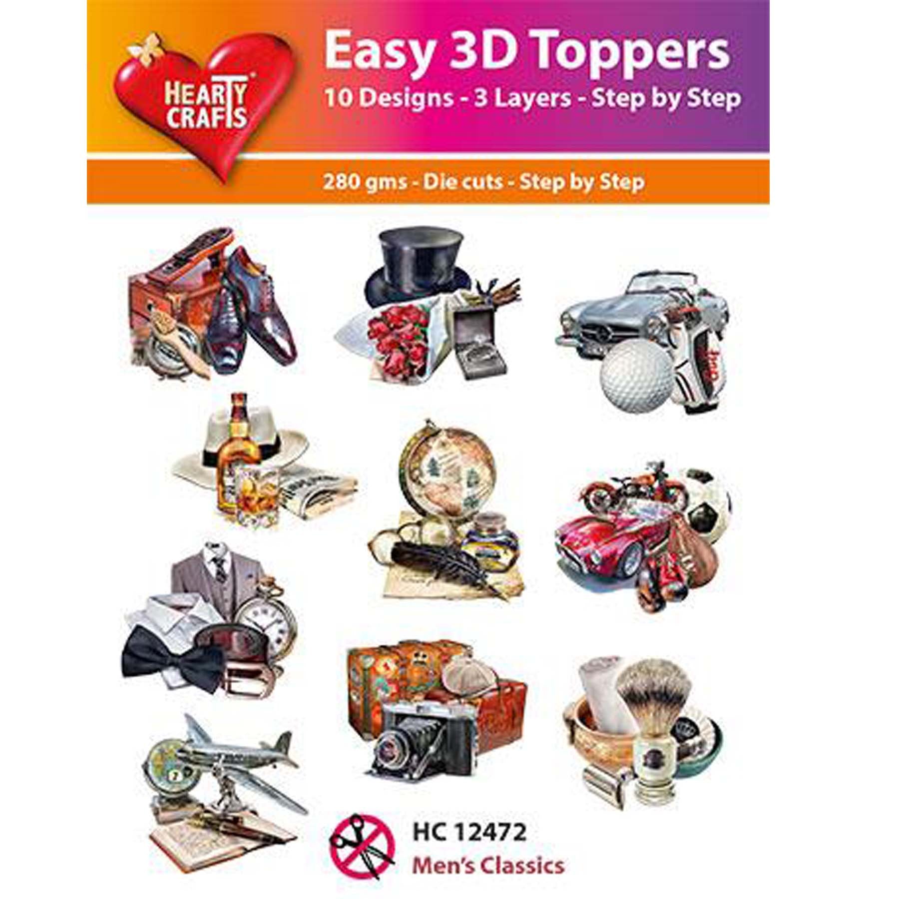Crealive 3D Topper / Aufsatz - Men's Classics
Inhalt:
• 10 verschiedene 3D Designs
Spezifikationen:
• Grösse: 1 Design ca. 8 x 8 cm
• Papiergewicht: 280 g/m2
• jedes Design besteht aus 3 gestanzten Teilen (jeweils separat abgepackt)
Diese Aufsätze sind geeignet für:
• Karten
• Verzierungen für Boxen, Geschenk-Verpackungen, Geschenktaschen, etc.
• Scrapbooking
• Mixed Media
• Journaling
Dieser 3D Bastelaufsatz macht das Basteln einfach und bereitet Spass. Mit den 3D-Designs kannst du ganz einfach ein