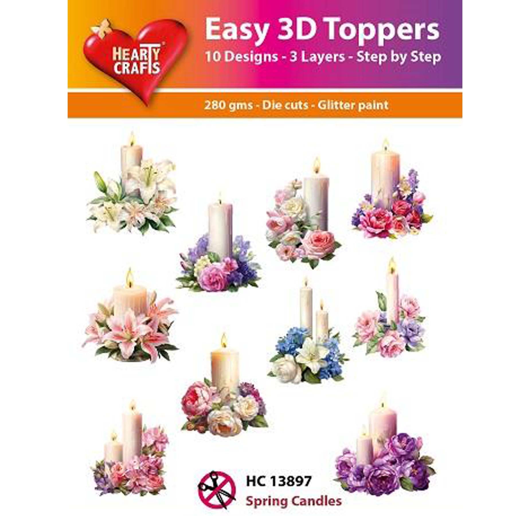 Crealive 3D Topper / Aufsatz - Spring Candles
Inhalt:
• 10 verschiedene 3D Designs
Spezifikationen:
• Grösse: 1 Design ca. 8 x 8 cm
• Papiergewicht: 280 g/m2
• jedes Design besteht aus 3 gestanzten Teilen (jeweils separat abgepackt)
• feine Glitzer-Verzierungen
Diese Aufsätze sind geeignet für:
• Karten
• Verzierungen für Boxen, Geschenk-Verpackungen, Geschenktaschen, etc.
• Scrapbooking
• Mixed Media
• Journaling
Dieser 3D Bastelaufsatz macht das Basteln einfach und bereitet Spass. Mit den 3D-Desig