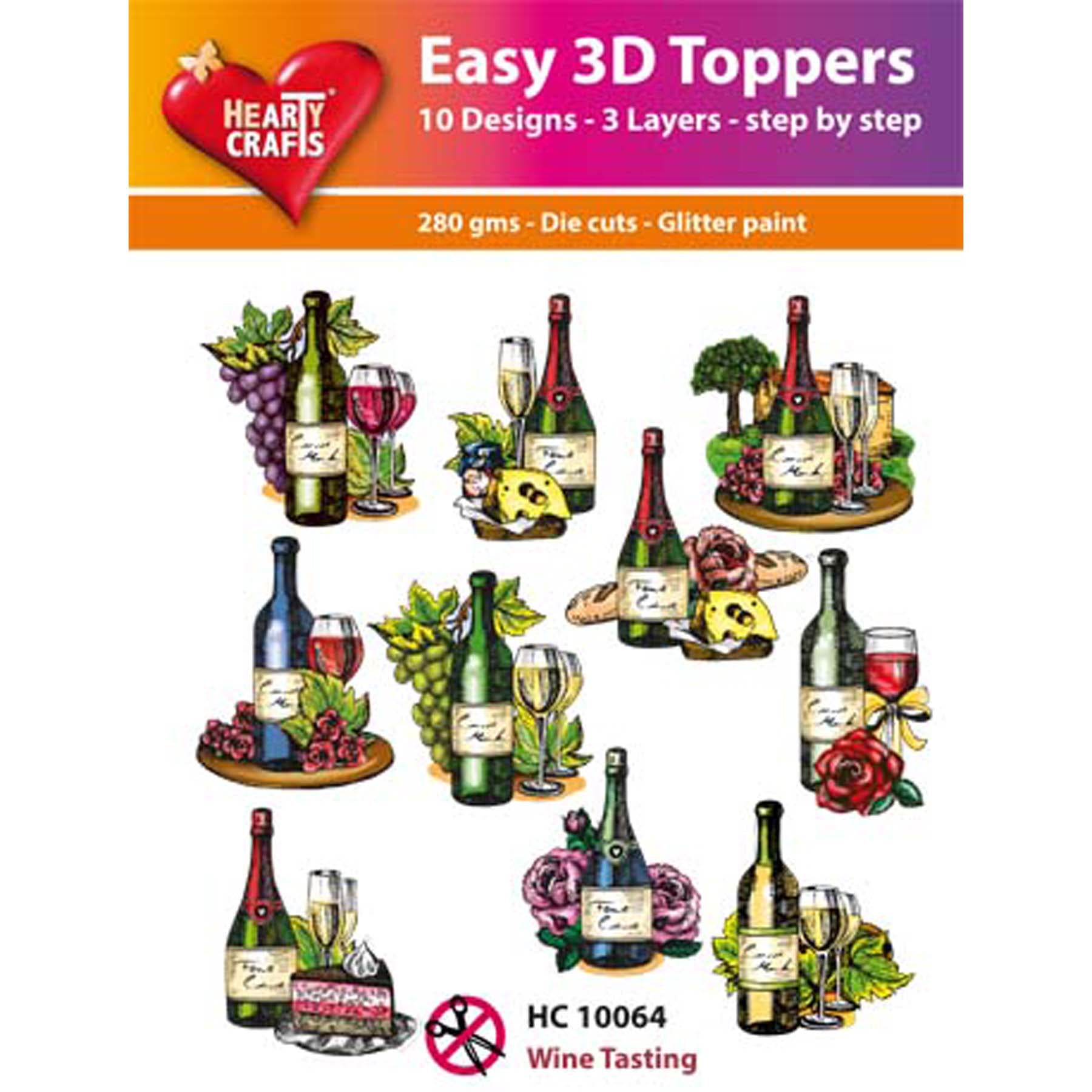 Crealive 3D Topper / Aufsatz - Wine Tasting
Inhalt:
• 10 verschiedene 3D Designs
Spezifikationen:
• Grösse: 1 Design ca. 8 x 8 cm
• Papiergewicht: 280 g/m2
• jedes Design besteht aus 3 gestanzten Teilen (jeweils separat abgepackt)
• feine Glitzer-Verzierungen
Diese Aufsätze sind geeignet für:
• Karten
• Verzierungen für Boxen, Geschenk-Verpackungen, Geschenktaschen, etc.
• Scrapbooking
• Mixed Media
• Journaling
Dieser 3D Bastelaufsatz macht das Basteln einfach und bereitet Spass. Mit den 3D-Designs