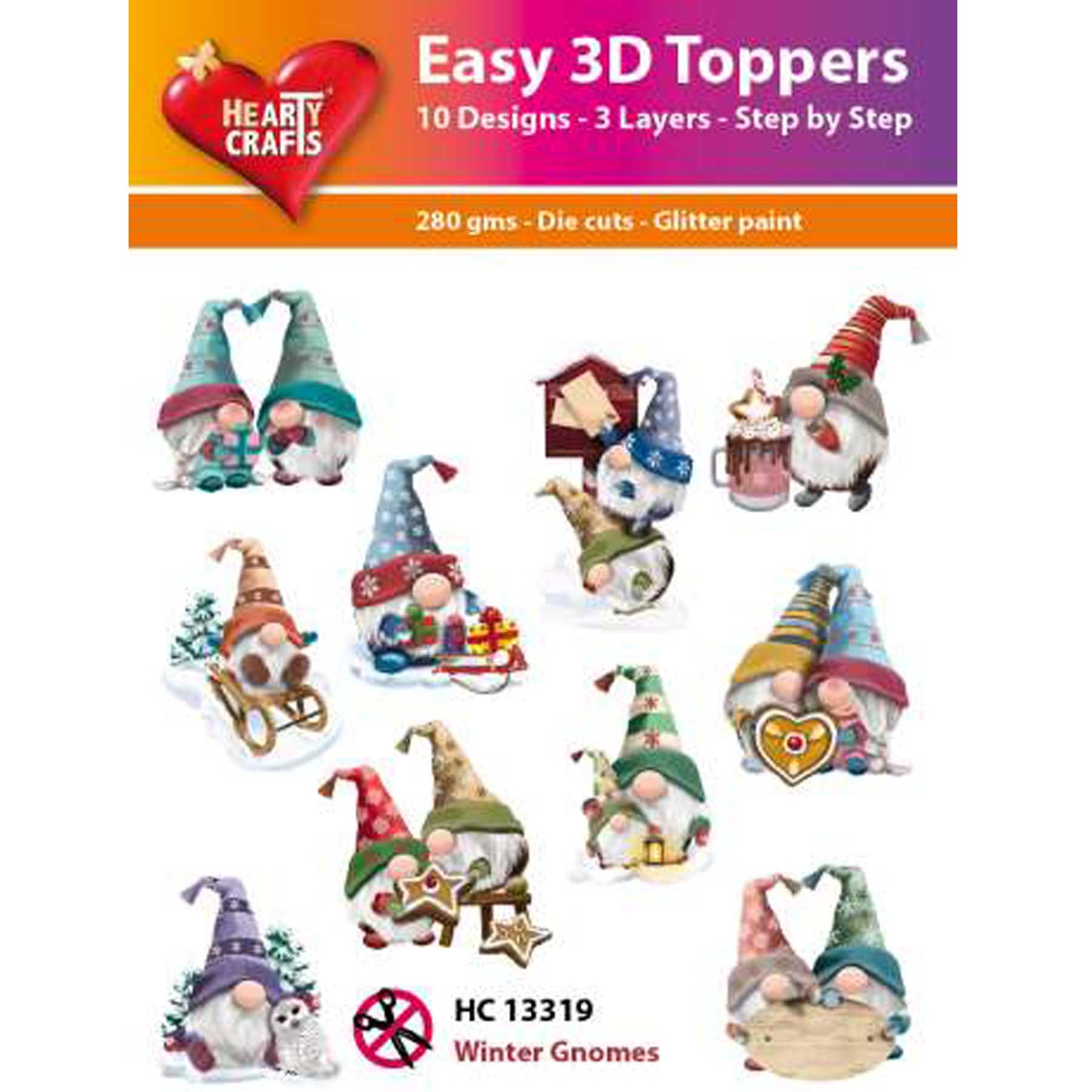 Crealive 3D Topper / Aufsatz - Winter Gnomes
Inhalt:
• 10 verschiedene 3D Designs
Spezifikationen:
• Grösse: 1 Design ca. 8 x 8 cm
• Papiergewicht: 280 g/m2
• jedes Design besteht aus 3 gestanzten Teilen (jeweils separat abgepackt)
• feine Glitzer-Verzierungen
Diese Aufsätze sind geeignet für:
• Karten
• Verzierungen für Boxen, Geschenk-Verpackungen, Geschenktaschen, etc.
• Scrapbooking
• Mixed Media
• Journaling
Dieser 3D Bastelaufsatz macht das Basteln einfach und bereitet Spass. Mit den 3D-Design