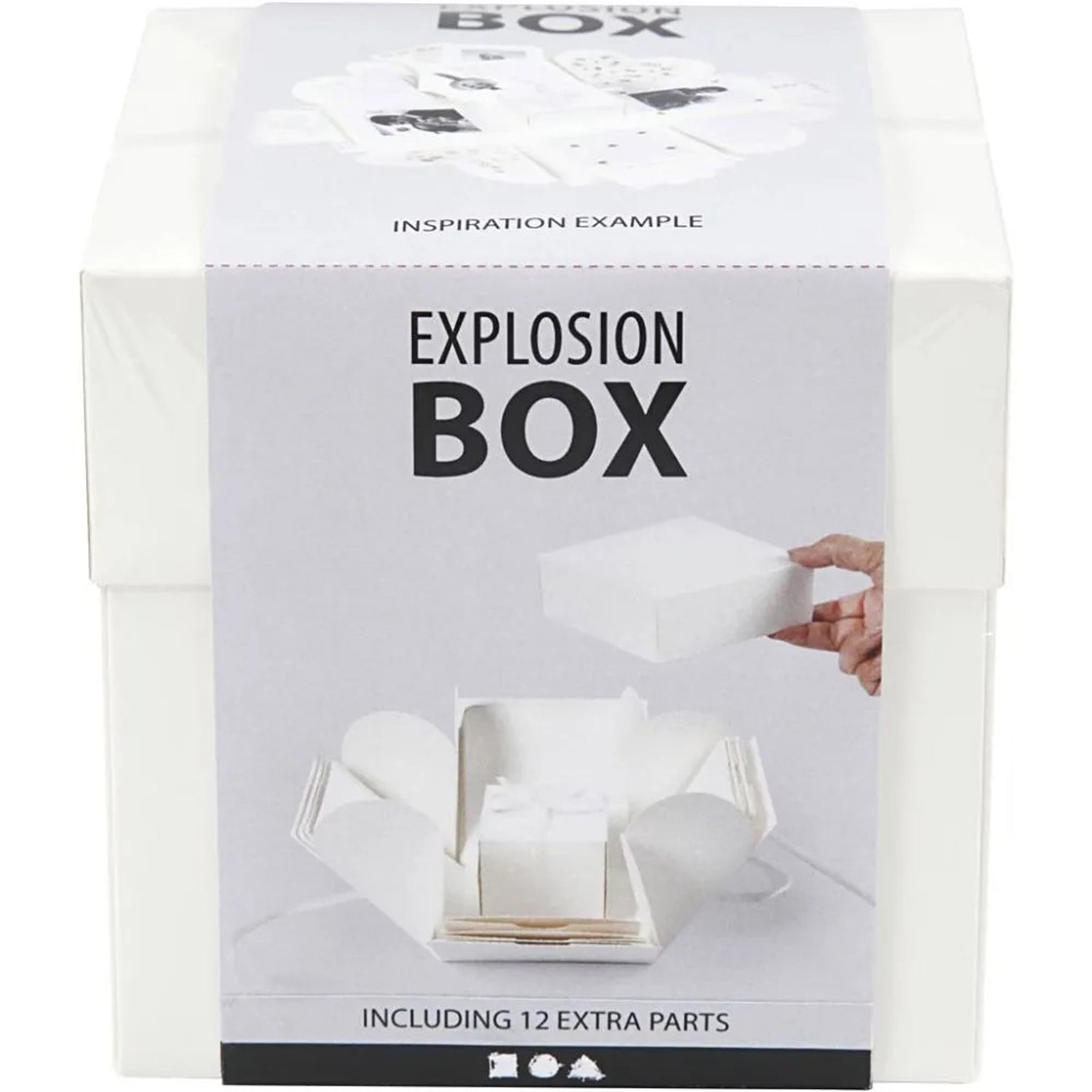 Crealive Geschenkbox 12 x 12 x 12 cm - Weiss
Spezifikationen:
• Länge: 120 mm
• Breite: 120 mm
• Höhe: 120 mm
• Farbe: Weiss
Diese Explosionsbox / Überraschungsbox kannst du ganz nach deinem Geschmack und passend zur beschenkten Person gestalten. Es sind 12 Taschen und 12 lose Deko-Objekte in 8 Varianten im Set und ein Satinband in der Mitte. Du kannst sie mit Motiven verzieren, bemalen oder Deko selber herstellen aus deinem Bastelmaterial-Fundus. Erwecke die Magie der Überraschung mit dieser Explosionsbo