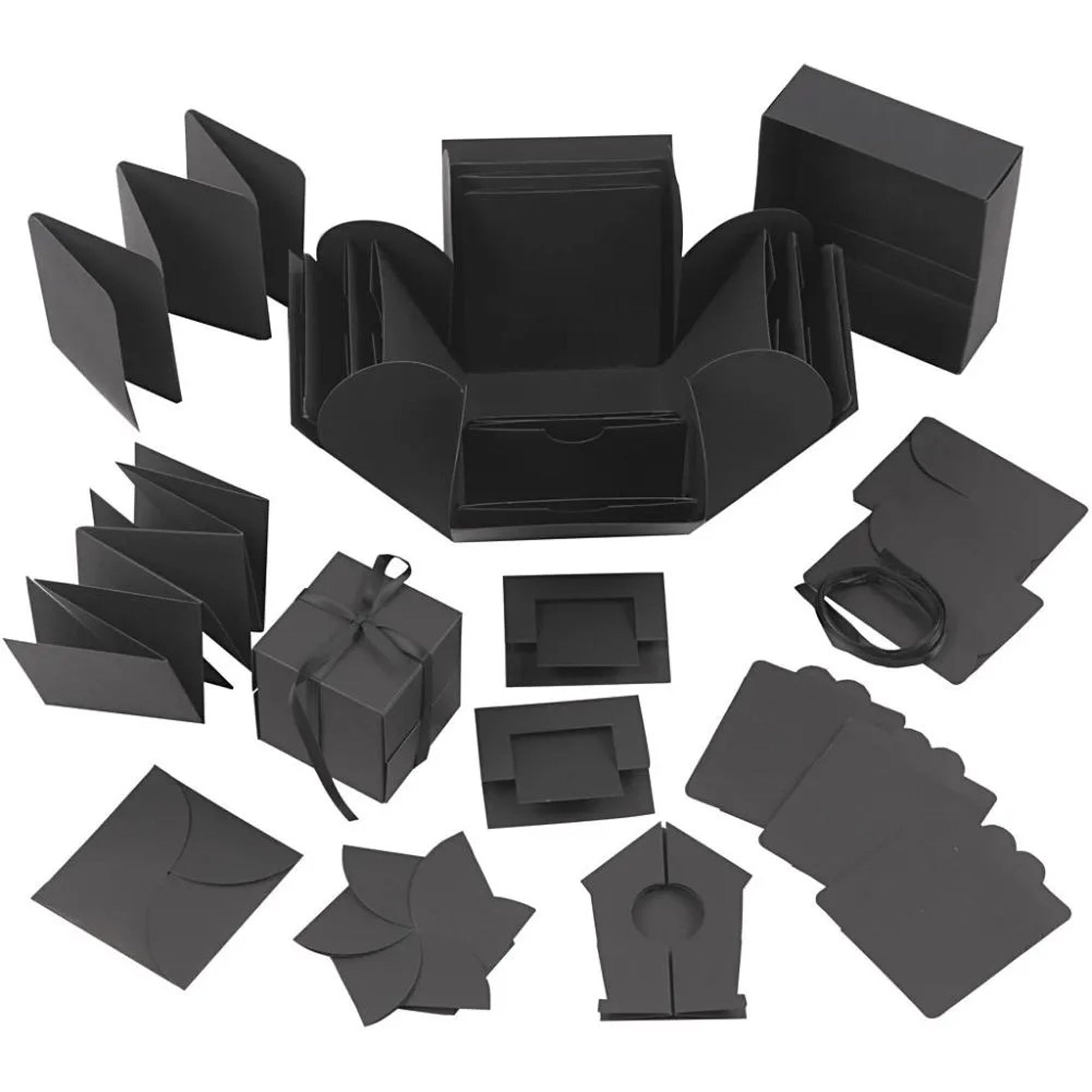 Crealive Geschenkbox 12 x 12 x 12 cm - Schwarz
Spezifikationen:
• Länge: 120 mm
• Breite: 120 mm
• Höhe: 120 mm
• Farbe: Schwarz
Diese Explosionsbox / Überraschungsbox kannst du ganz nach deinem Geschmack und passend zur beschenkten Person gestalten. Es sind 12 Taschen und 12 lose Deko-Objekte in 8 Varianten im Set und ein Satinband in der Mitte. Du kannst sie mit Motiven verzieren, bemalen oder Deko selber herstellen aus deinem Bastelmaterial-Fundus. Erwecke die Magie der Überraschung mit dieser Explosio