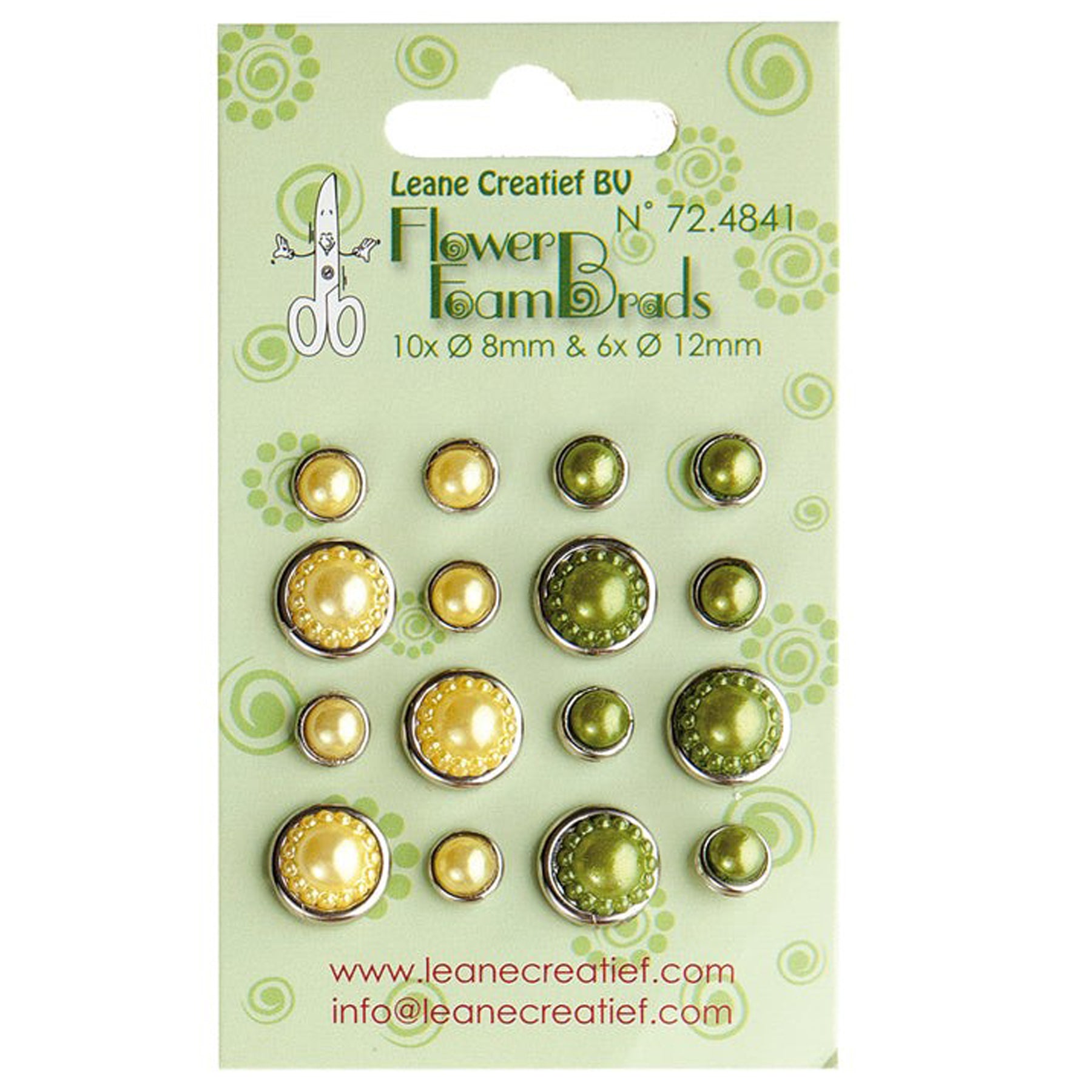 Flower Foam pearl brads - Yellow & Green
Inhalt:
16 Brads
Spezifikationen:
Foam Brads
Grösse: 6 x 12 mm / 10 x 8 mm
Farben: Yellow & Green mit Perlmuttschimmer
Musterklammern / Brads sind geeignet für:
Karten-Verzierungen
Plotten
Scrapbooking
Geschenke
kleine Tüten