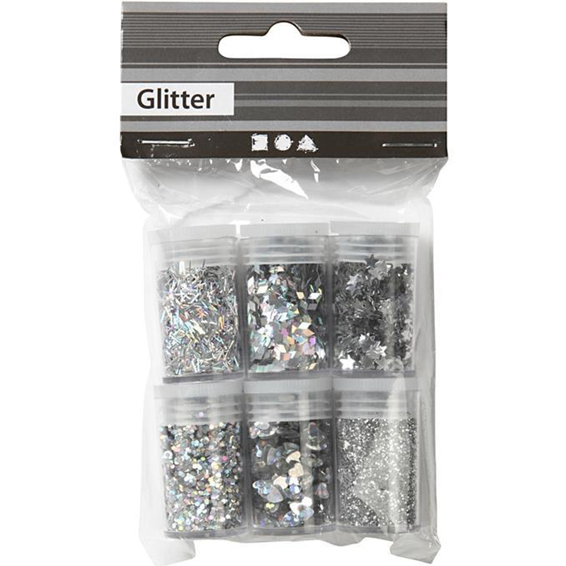 Crealive Glitzer & Pailletten Set - Silver Glitzer Pulver und Pailletten zum Dekorieren und Verzieren von Karten, Scrapbooking Seiten oder in den Schüttelkarten Pouches.