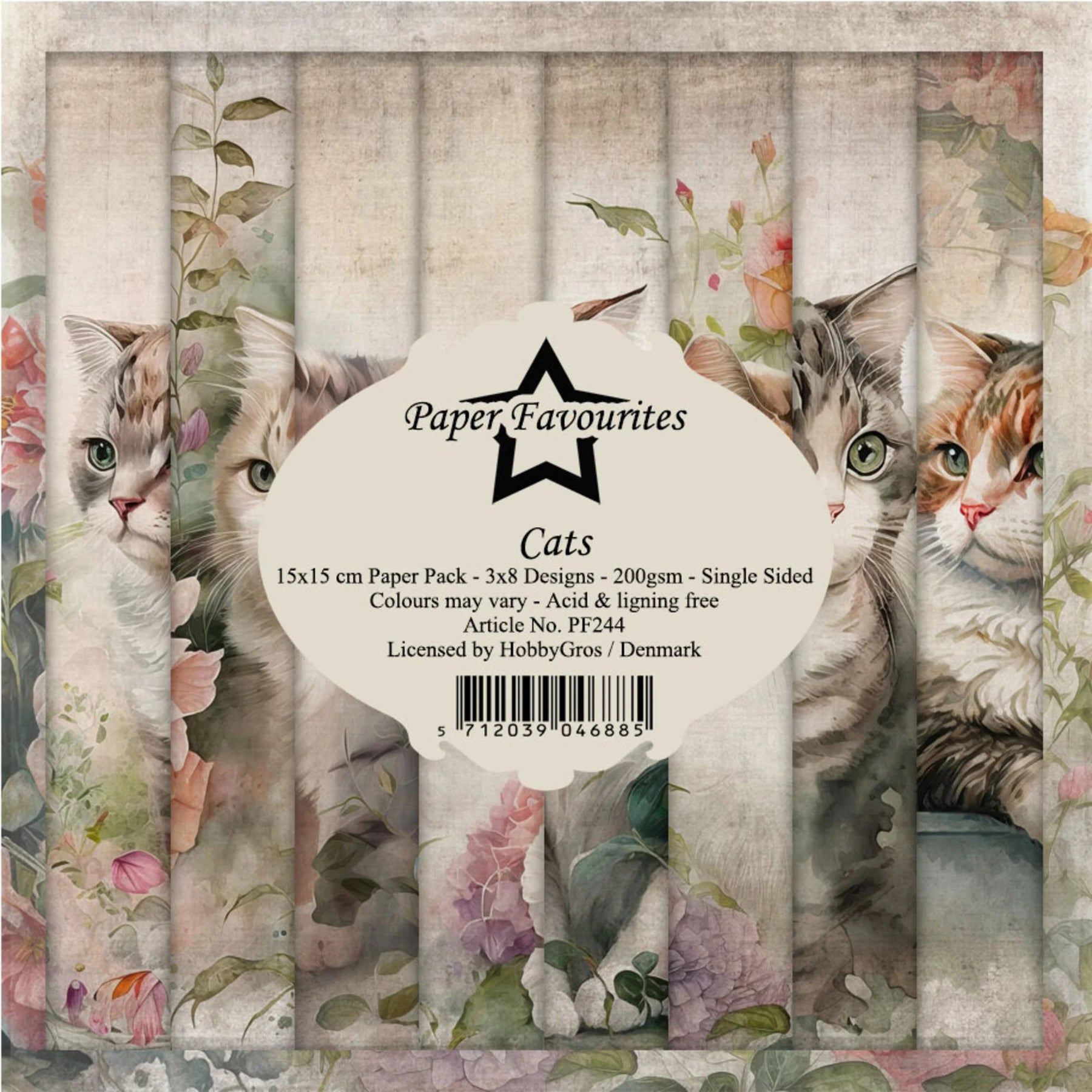 Crealive Paper Pad 200 g/m2 - 6’’ x 6’’ - Cats
Inhalt:
• 24 Bogen
• 8 Designs
Spezifikationen:
• 6’’ x 6’’ (15 cm x 15 cm)
• 200 g/m2
• einseitig bedruckt
• säure- und ligninfrei
Dieses Paper Pad ist geeignet für:
• Karten
• Karten-Verzierungen
• Plotten
• Stanzen
• Prägen
• Scrapbooking
• Plotten