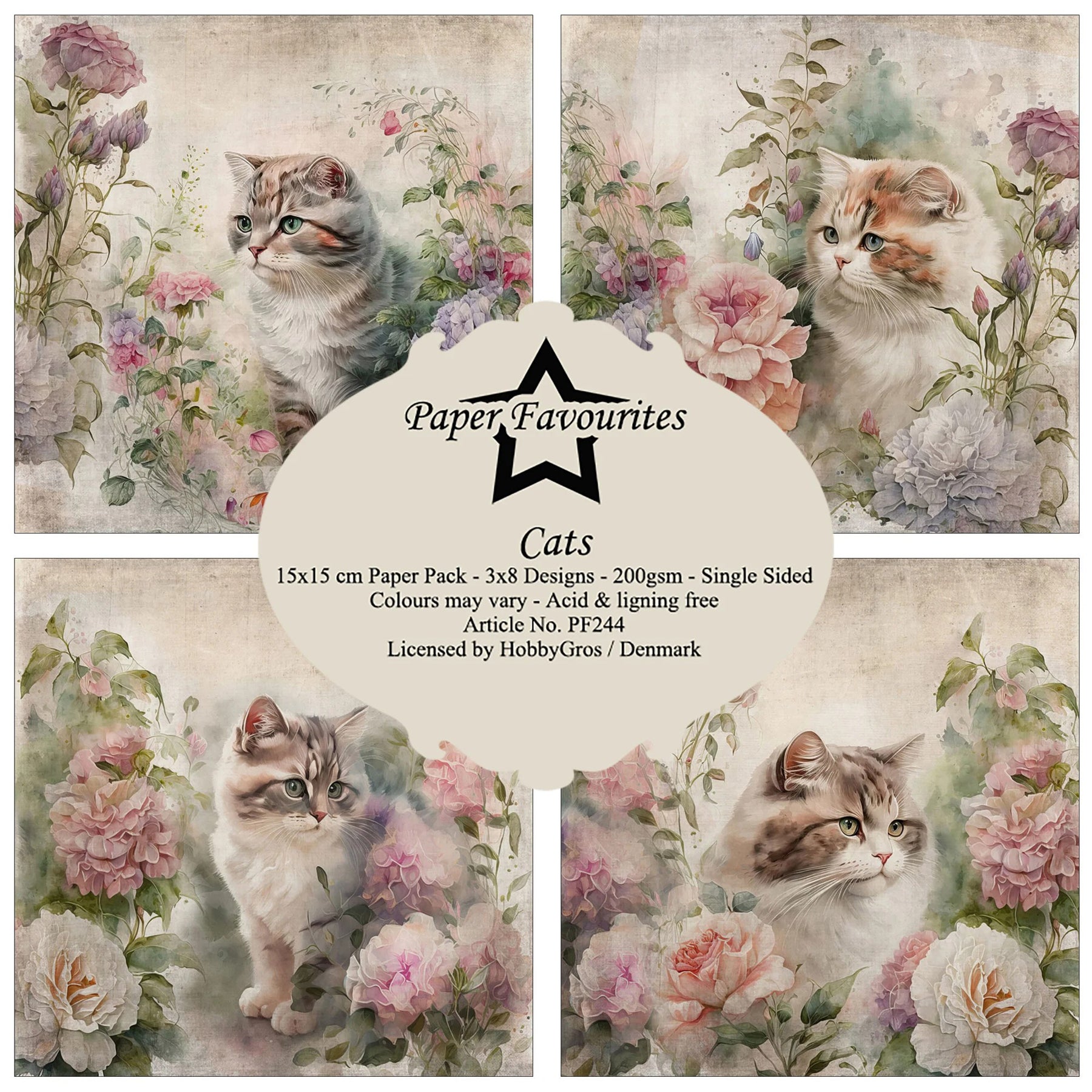 Crealive Paper Pad 200 g/m2 - 6’’ x 6’’ - Cats
Inhalt:
• 24 Bogen
• 8 Designs
Spezifikationen:
• 6’’ x 6’’ (15 cm x 15 cm)
• 200 g/m2
• einseitig bedruckt
• säure- und ligninfrei
Dieses Paper Pad ist geeignet für:
• Karten
• Karten-Verzierungen
• Plotten
• Stanzen
• Prägen
• Scrapbooking
• Plotten