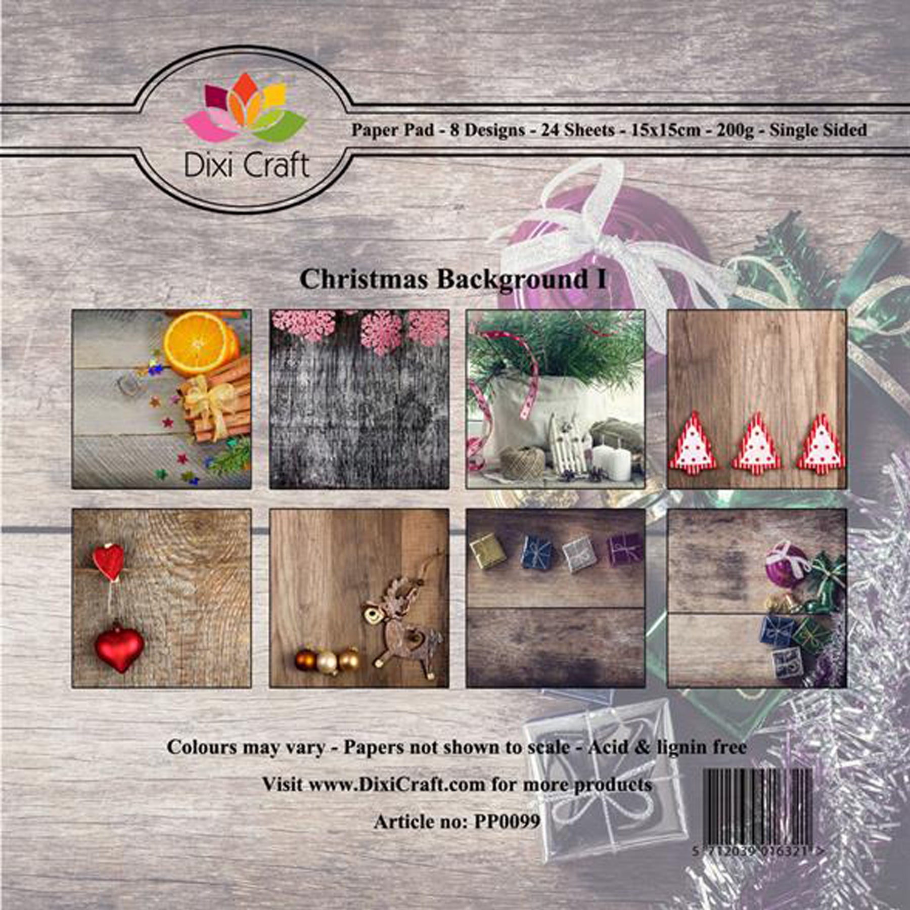 Crealive Paper Pad 200 g/m2 - 15 cm x 15 cm – Christmas Background
Inhalt:
• 24 Blatt
• 8 Designs
Spezifikationen:
• 15 cm x 15 cm
• 200 g/m2
• einseitig bedruckt
• säure- und ligninfrei
Dieses Paper Pad ist geeignet für:
• Karten
• Boxen
• 3D-Projekte
• kleine Geschenkboxen & Verpackungen
• Plotten
• Scrapbooking
