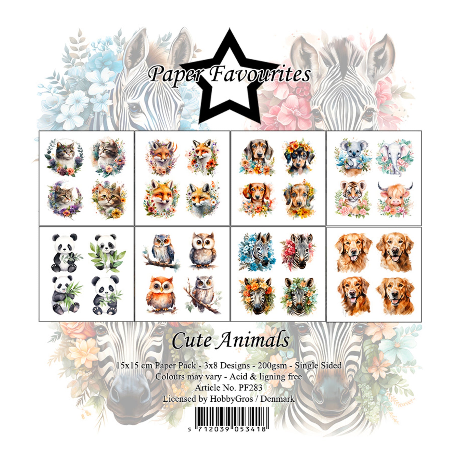 Crealive Paper Pad 200 g/m2 - 6’’ x 6’’ - Cute Animals
Inhalt:
• 24 Bogen
• 8 Designs
Spezifikationen:
• 6’’ x 6’’ (15 cm x 15 cm)
• 200 g/m2
• einseitig bedruckt
• säure- und ligninfrei
Dieses Paper Pad ist geeignet für:
• Karten
• Karten-Verzierungen
• Plotten
• Stanzen
• Prägen
• Scrapbooking
Dieses einseitig bedruckte Designpapier mit süssen Tier-Designs ist eine wunderbare Basis für kreative, spezielle, individuelle Karten, Plotts, Verzierungen von Geschenktaschen, Schachteln, Karten, Geschenkbo