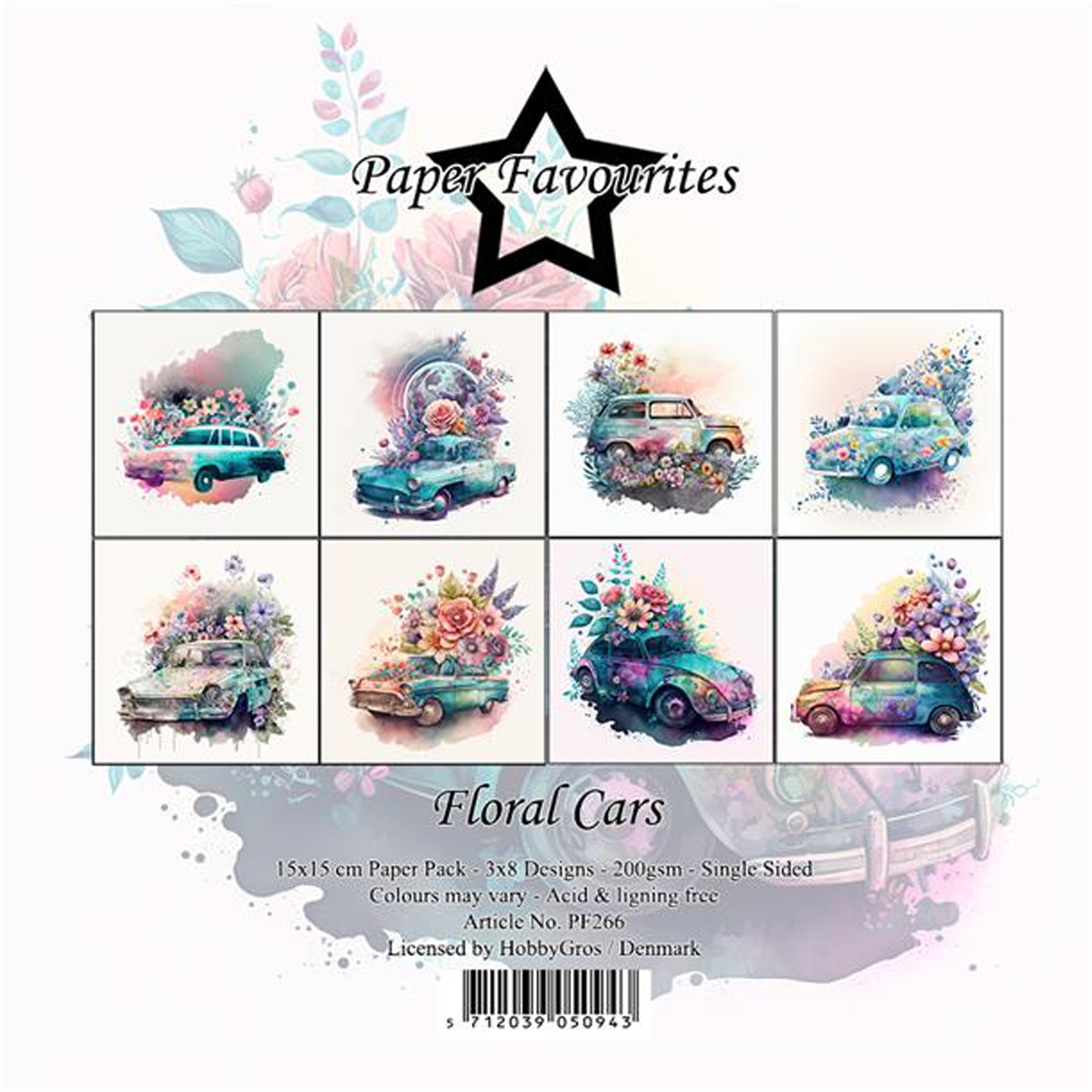 Crealive Paper Pad 200 g/m2 - 15 cm x 15 cm - Floral Cars
Inhalt:
• 24 Bogen
• 8 Designs
Spezifikationen:
• 15 cm x 15 cm
• 200 g/m2
• einseitig bedruckt
• säure- und ligninfrei
Dieses Paper Pad ist geeignet für:
• Karten
• Karten-Verzierungen
• Plotten
• Stanzen
• Prägen
• Scrapbooking
Dieses einseitig bedruckte Designpapier mit farbenprächtigen und fröhlichen Auto-Motiven ist eine tolle Basis für kreative, spezielle, individuelle Karten, Plotts, Schachteln, Karten-Verzierungen, Geschenkboxen, Scra