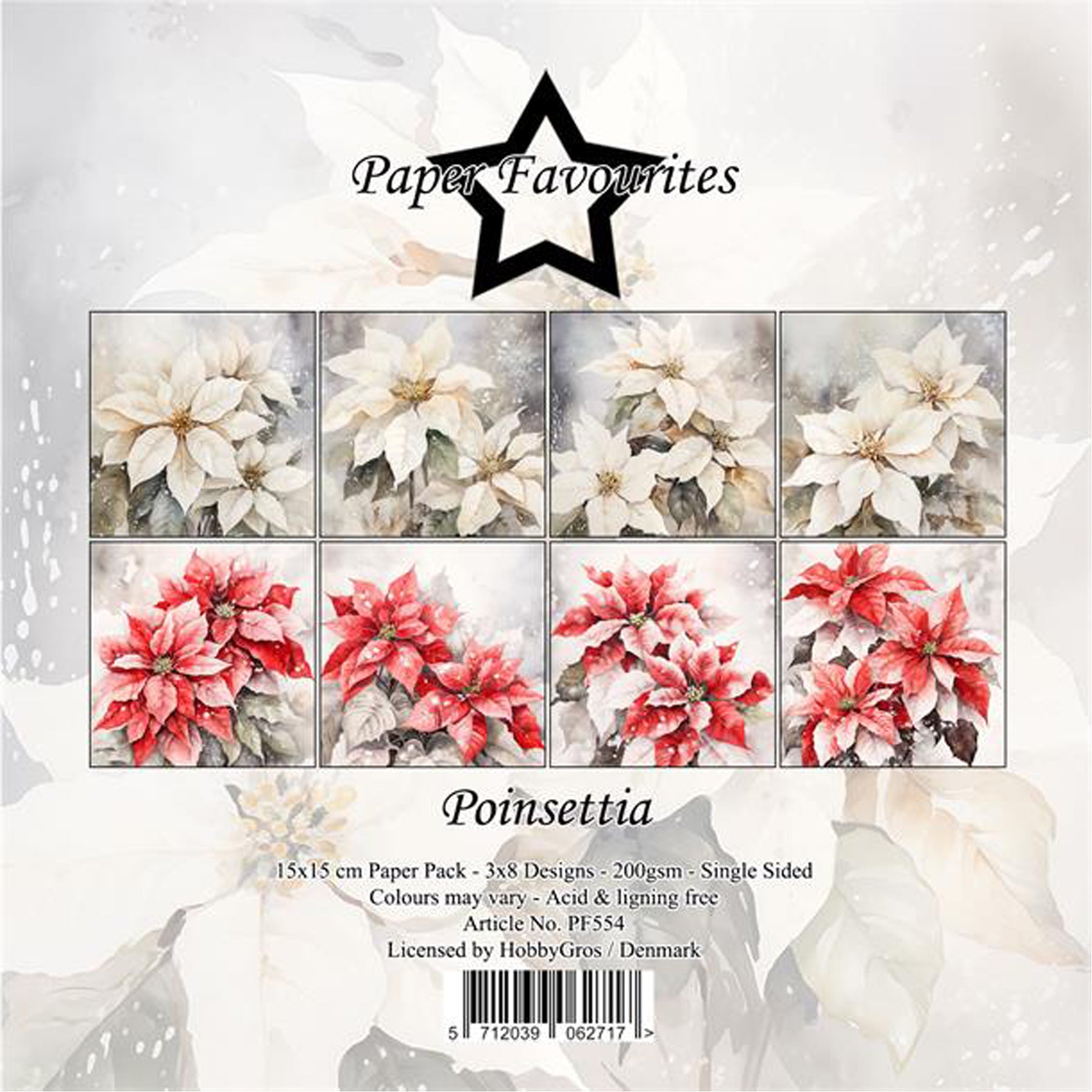 Crealive Paper Pad 200 g/m2 - 15 cm x 15 cm - Poinsettia
Inhalt:
• 24 Bogen
• 8 Designs
Spezifikationen:
• 15 cm x 15 cm
• 200 g/m2
• einseitig bedruckt
• säure- und ligninfrei
Dieses Paper Pad ist geeignet für:
• Karten
• Karten-Verzierungen
• kleine Geschenkboxen & Verpackungen
• Plotten
• Stanzen
• Prägen
• Scrapbooking
• Journaling
• Mixed Media
Dieses einseitig bedruckte Designpapier mit winterlichen Weihnachtssternen, ist eine wunderbare, florale Basis für kreative, spezielle, individuelle Kar