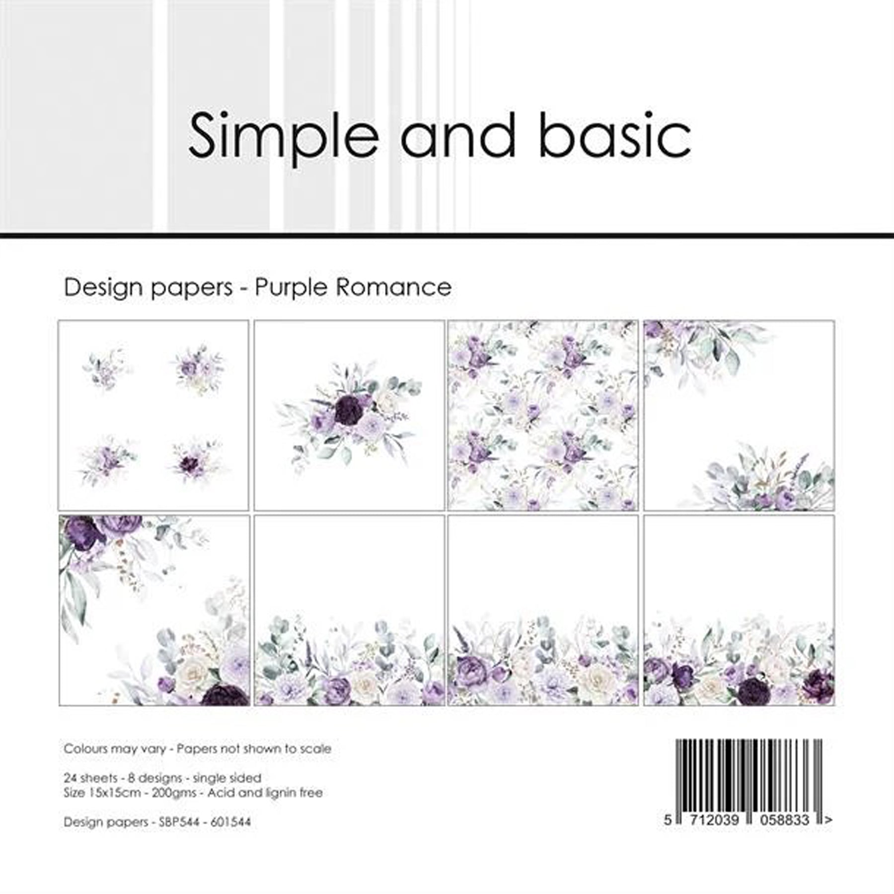 Crealive Paper Pad 200 g/m2 - 15 cm x 15 cm - Purple Romance
Inhalt:
• 24 Blatt
• 8 Designs
Spezifikationen:
• 15 cm x 15 cm
• 200 g/m2
• einseitig bedruckt
• säure- und ligninfrei
Dieses Paper Pad ist geeignet für:
• Karten
• Karten-Verzierungen
• kleine Geschenkboxen & Verpackungen
• Plotten
• Stanzen
• Prägen
• Scrapbooking
• Journaling
• Mixed Media
Dieses einseitig bedruckte Designpapier im floralen Look mit romantischen Blumenranken, ist eine wunderschöne Basis für kreative, spezielle, individue