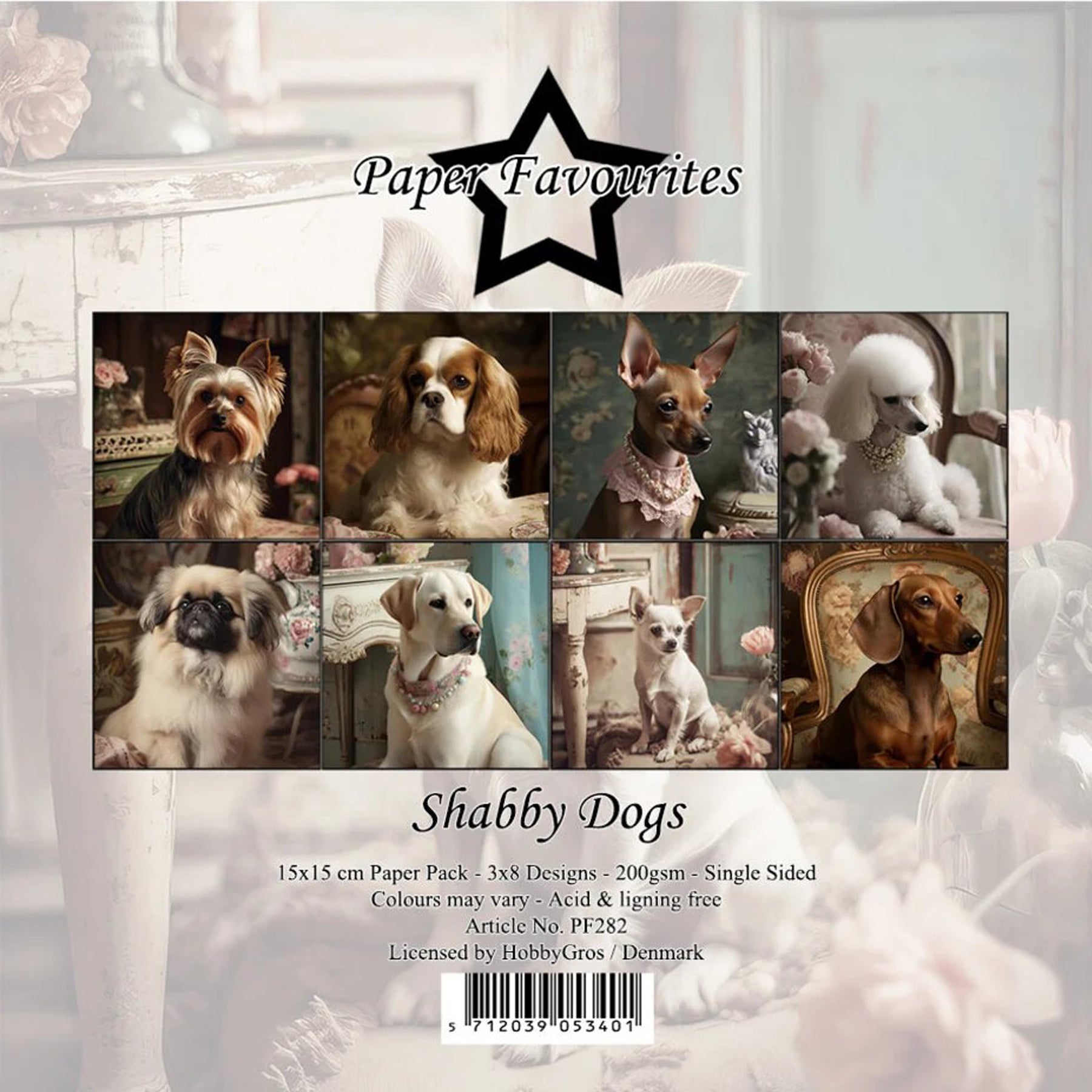 Crealive Paper Pad 200 g/m2 - 6’’ x 6’’ - Shabby Dogs
Inhalt:
• 24 Bogen
• 8 Designs
Spezifikationen:
• 6’’ x 6’’ (15 cm x 15 cm)
• 200 g/m2
• einseitig bedruckt
• säure- und ligninfrei
Dieses Paper Pad ist geeignet für:
• Karten
• Karten-Verzierungen
• Plotten
• Stanzen
• Prägen
• Scrapbooking
Dieses einseitig bedruckte Designpapier mit Hunden im Shabby-Style ist eine super Basis für kreative, spezielle, individuelle Karten, Plotts, Schachteln, Karten-Verzierungen, Geschenkboxen, Scrapbooking und vi